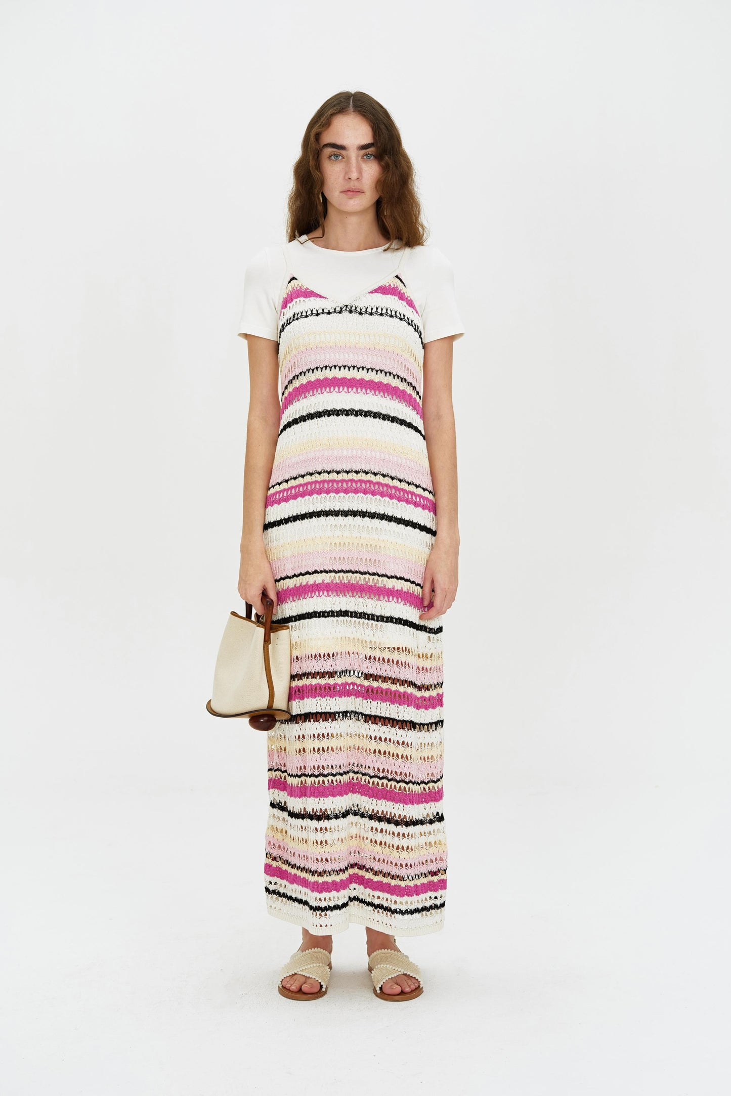 SELFWHO Knitted Striped Dress