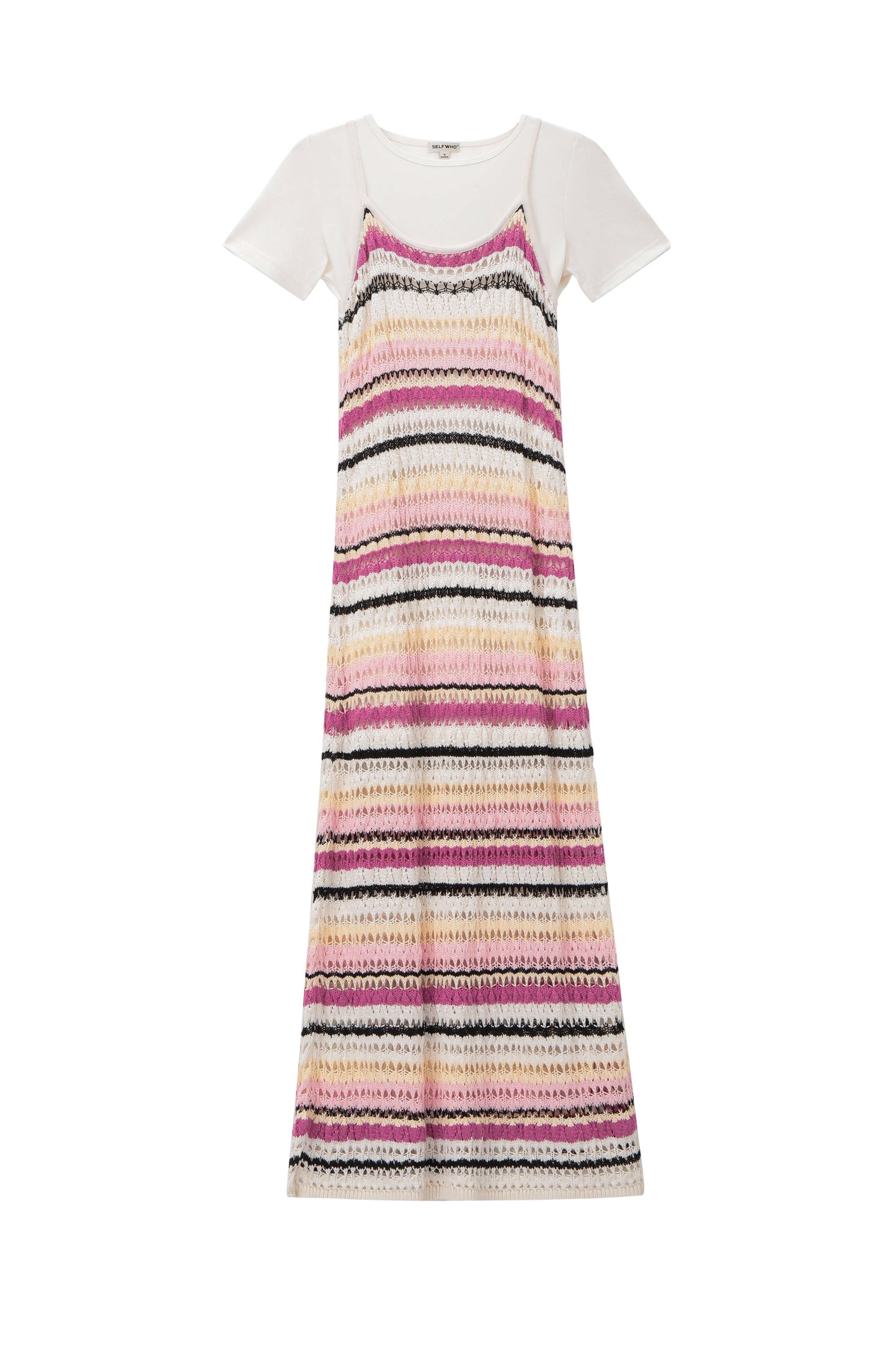 SELFWHO Knitted Striped Dress