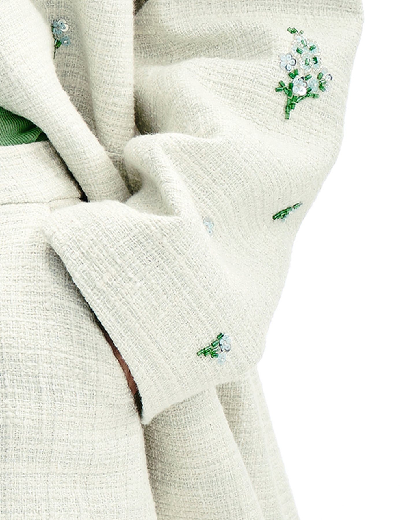 Meconopsis-Embroidered Tweed Coat & Skirt Set – Wool Blend