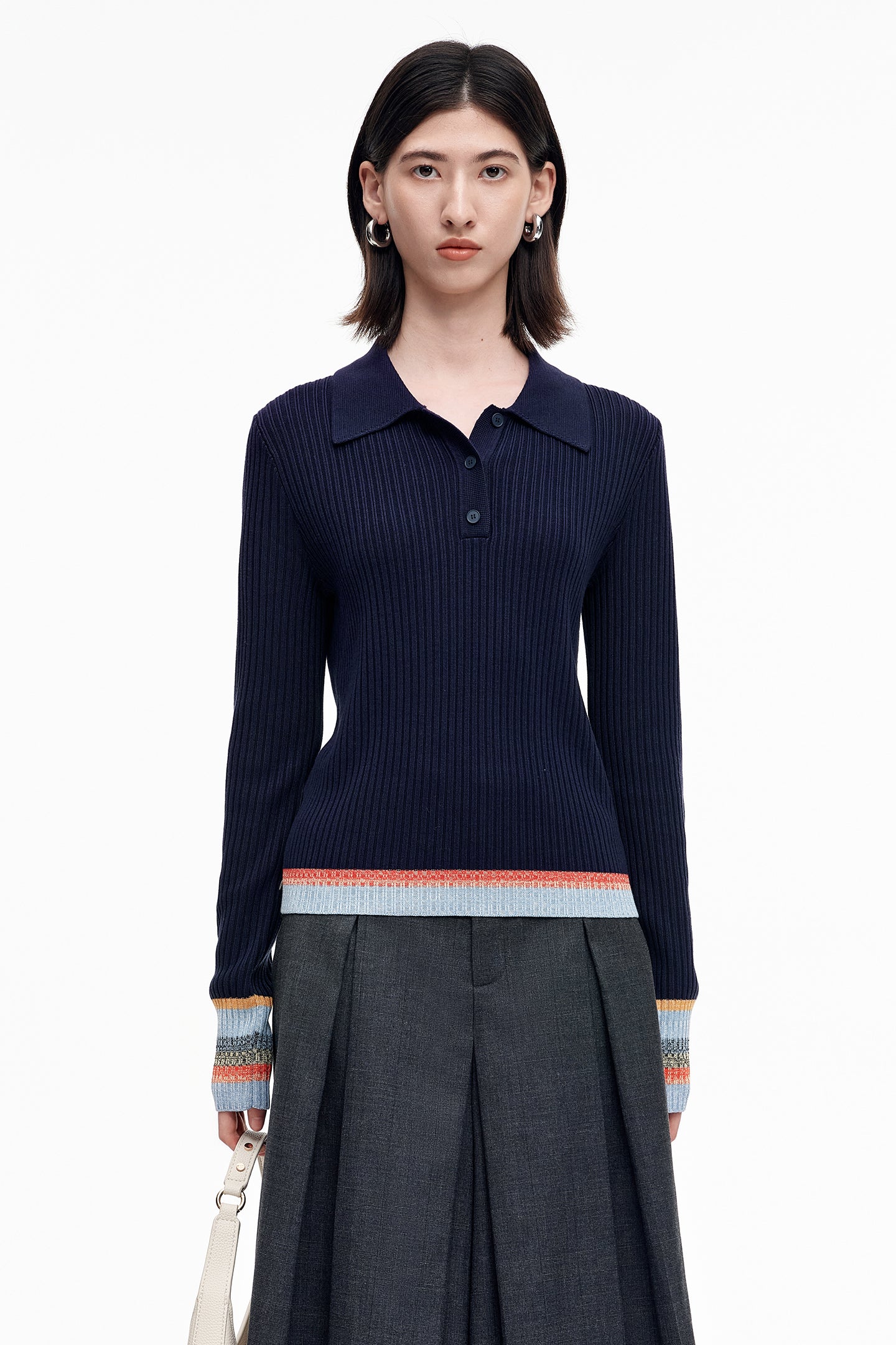 SELFWHO Tencel Sheep And Wool Blended Polo Neck Sweater