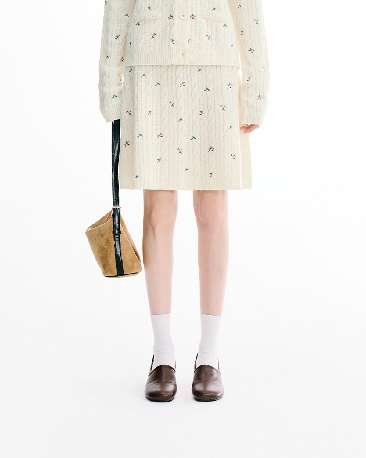 Meconopsis Floral Cable-Knit Cardigan & Skirt Set