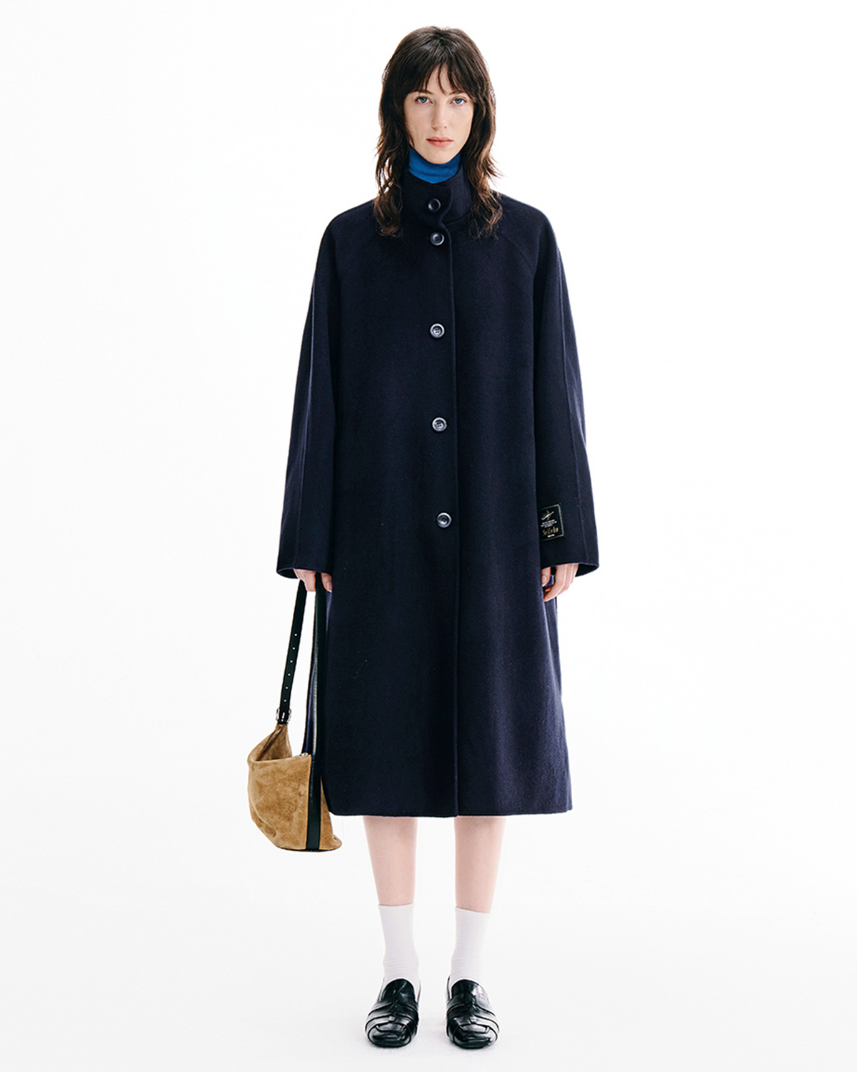 Stand Collar Double Face Wool & Cashmere Coat