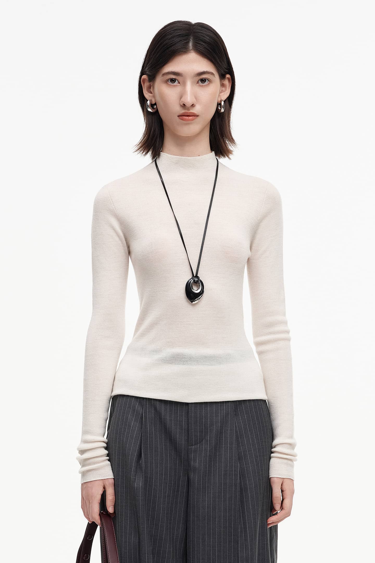 SELFWHO Merino Wool Half Turtleneck Sweater