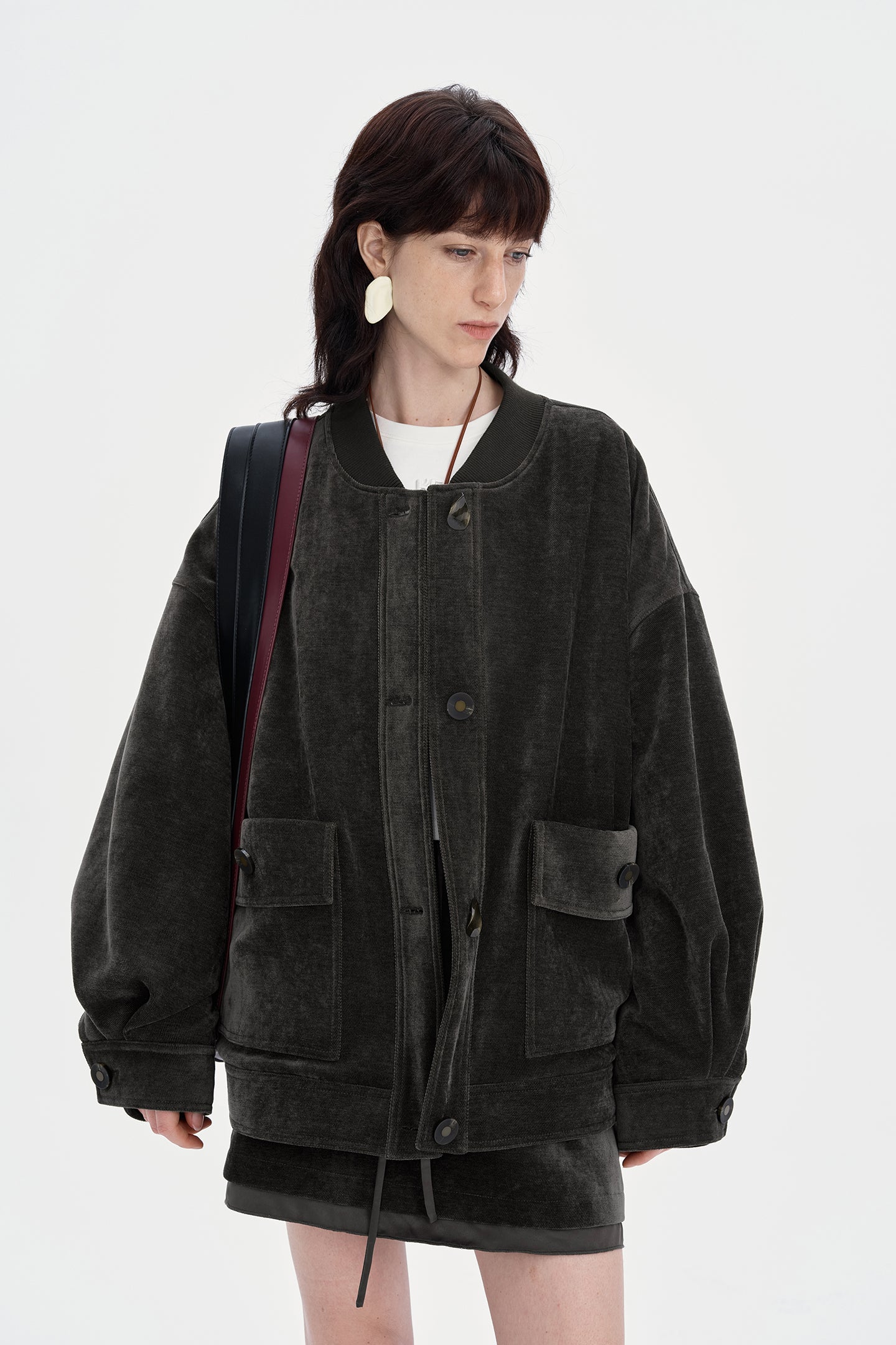 SELFWHO Bahn Style Down-Feel White Duck Down Baseball Down Jacket