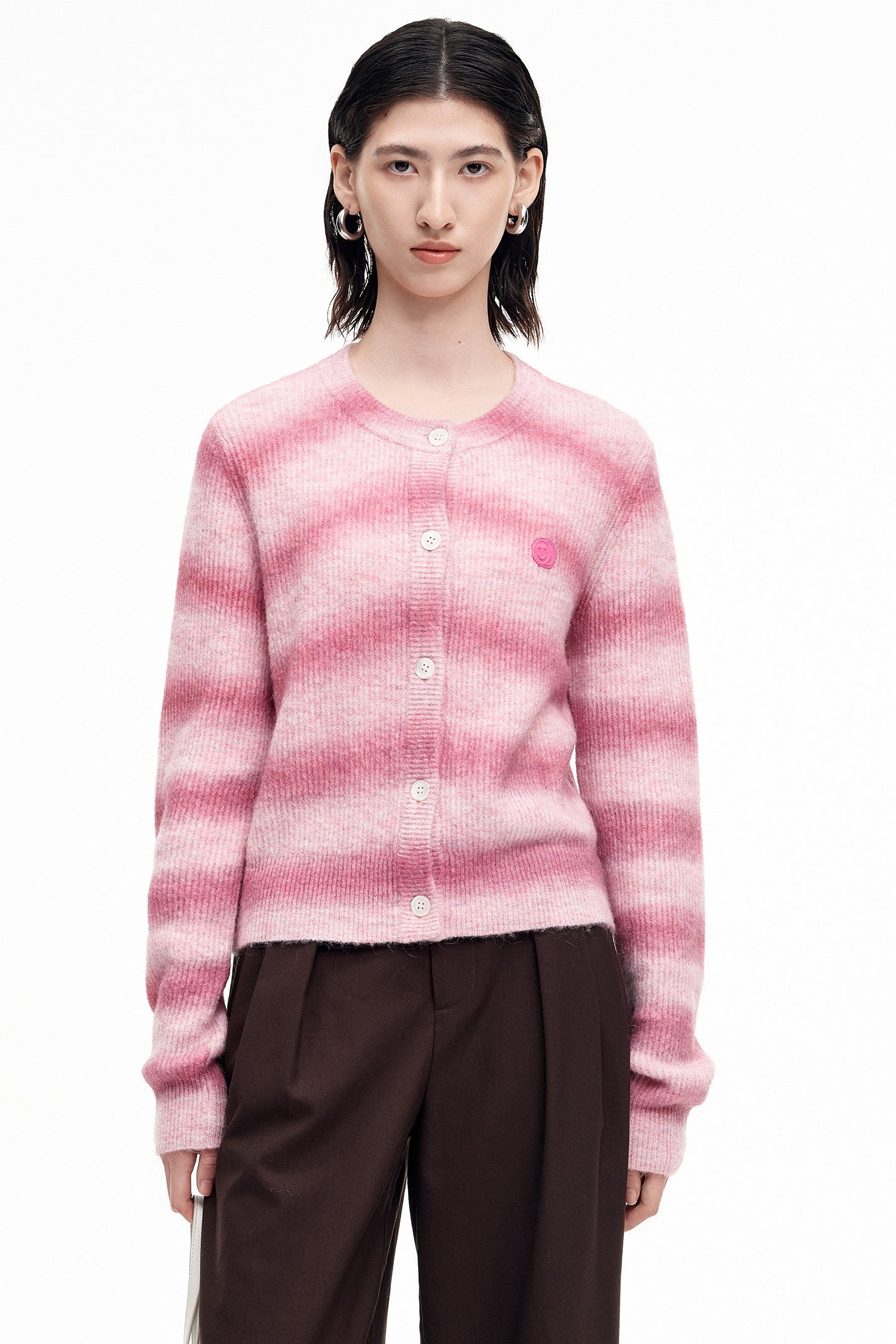 Alpaca blend gradient knitted cardigan
