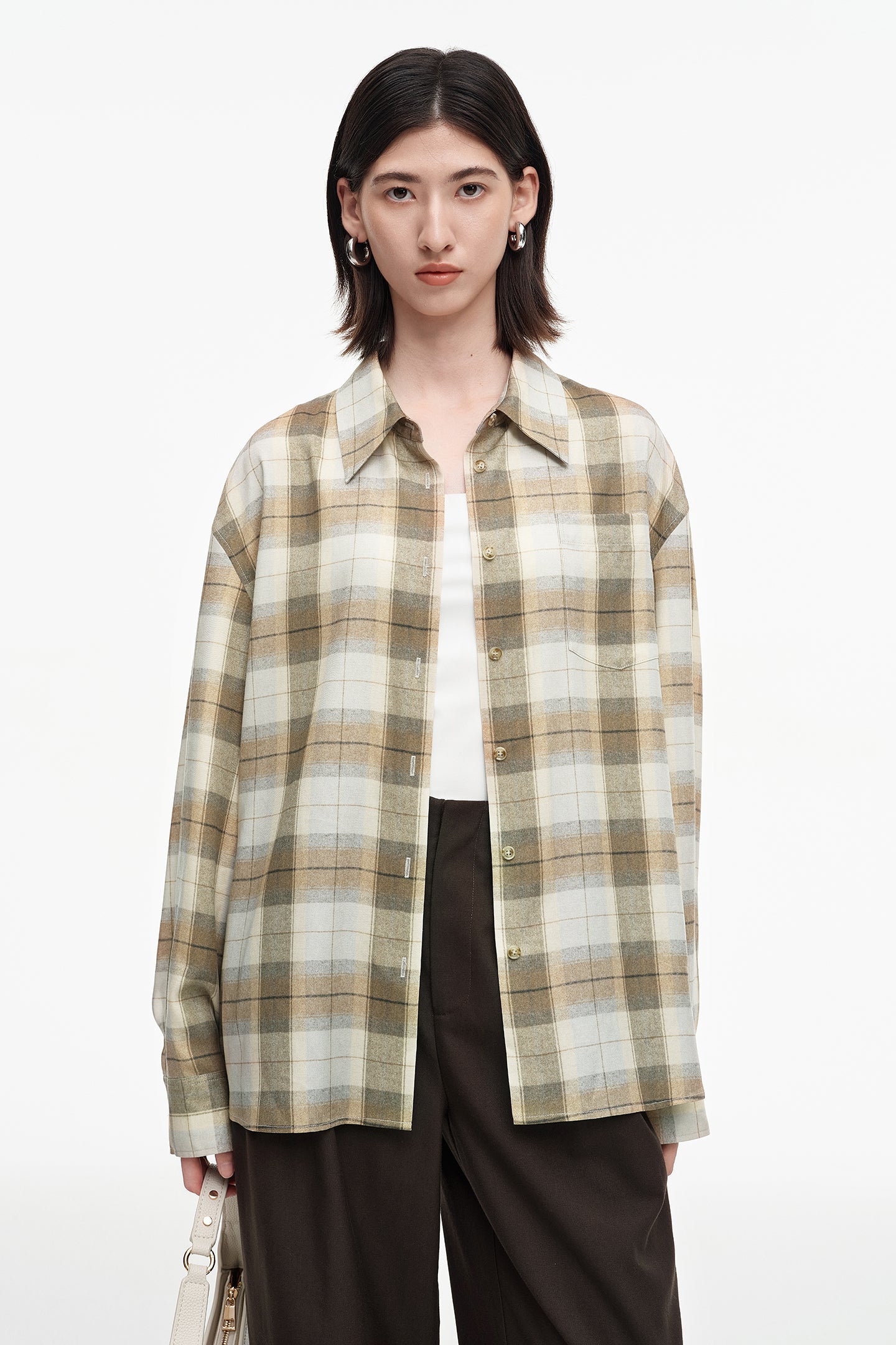SELFWHO Tencel Acetate Blend Striped Shirt