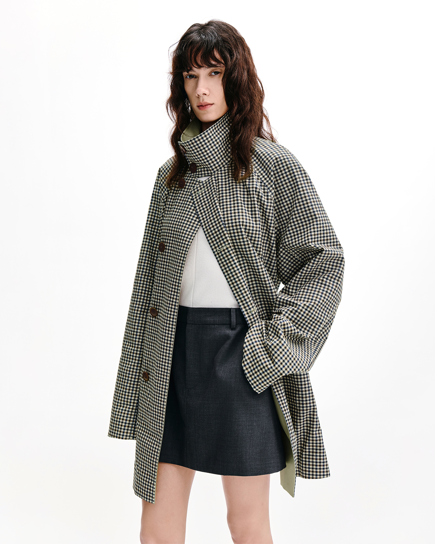 Reversible Check Trench Coat