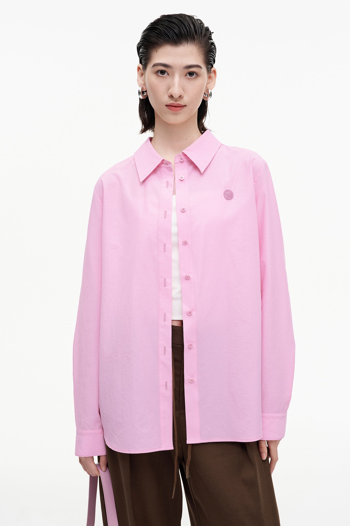 SELFWHO cotton blended commuter style temperament shirt for women