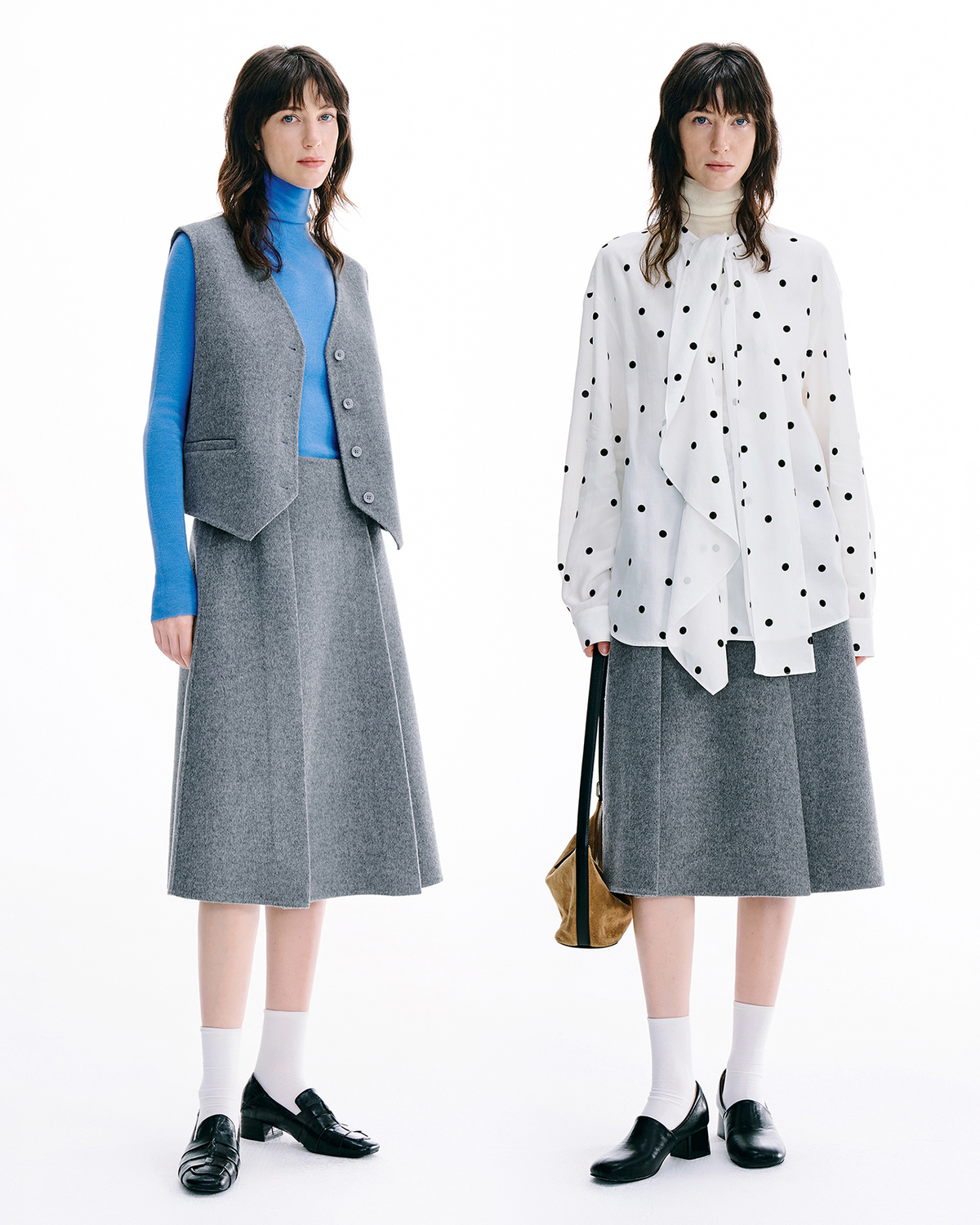 Pleated Double-Face Wool Skirt