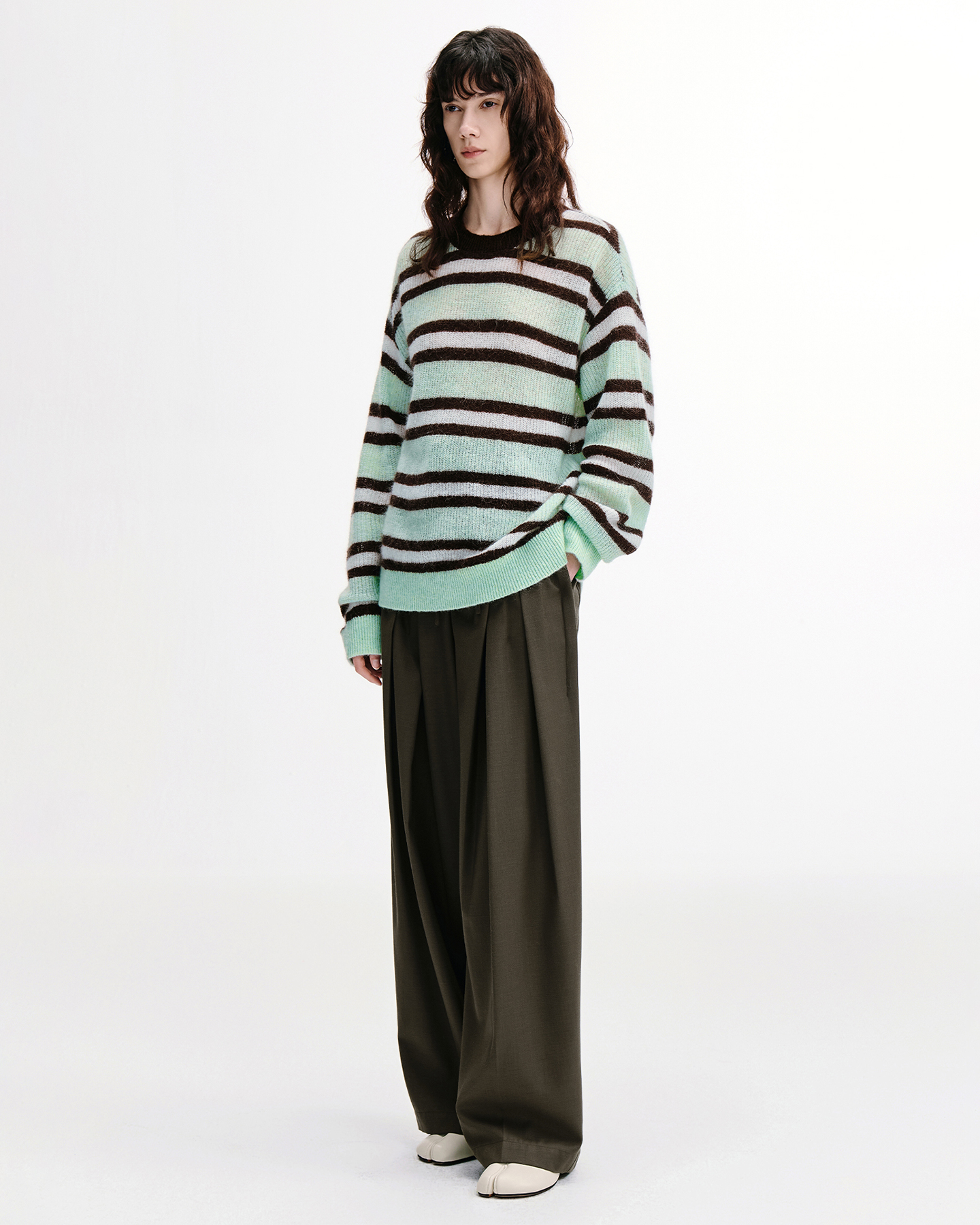 Mint-Chocolate Stripe Knit – Merino Blend