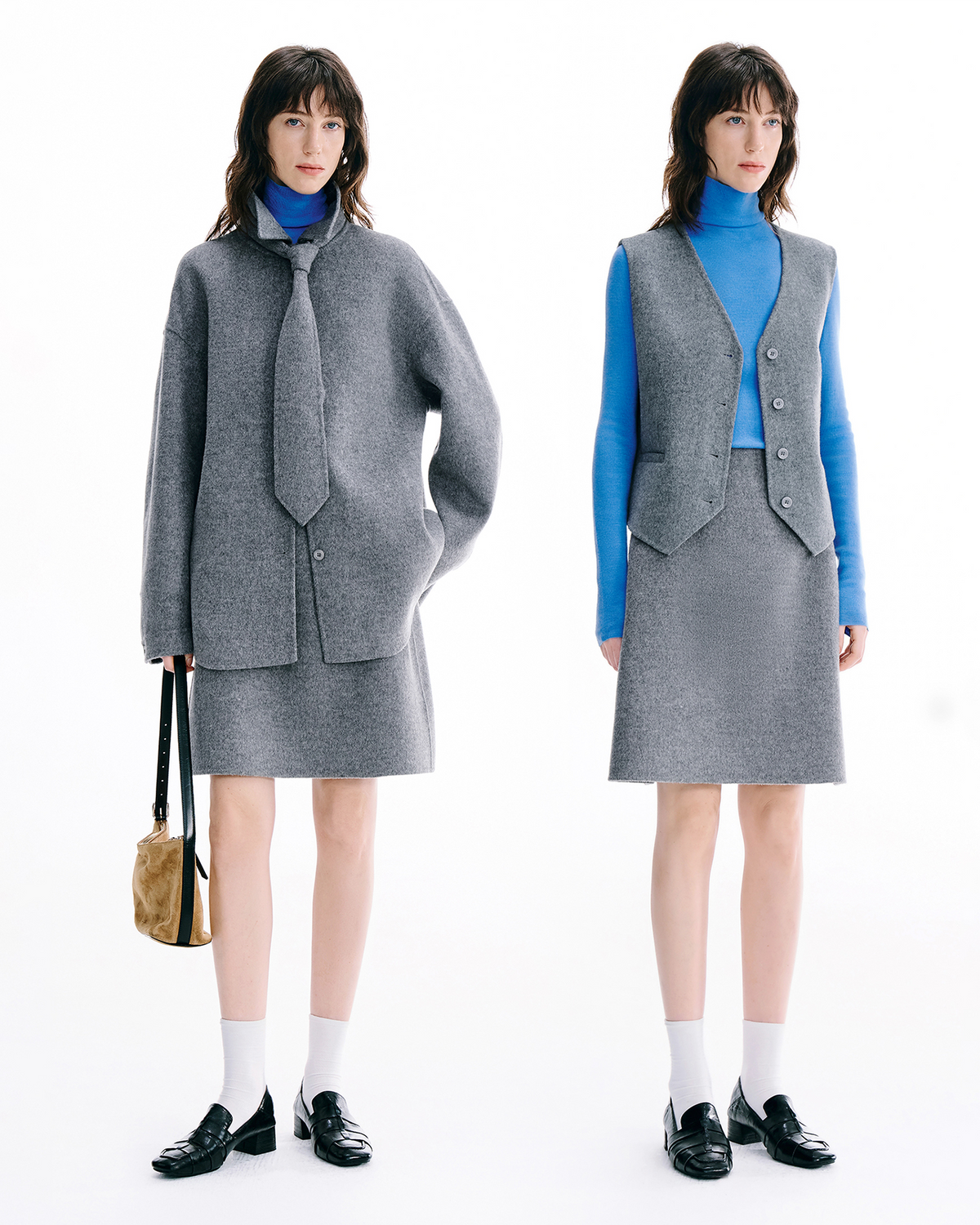 Double-Face Wool A Line Mini Skirt
