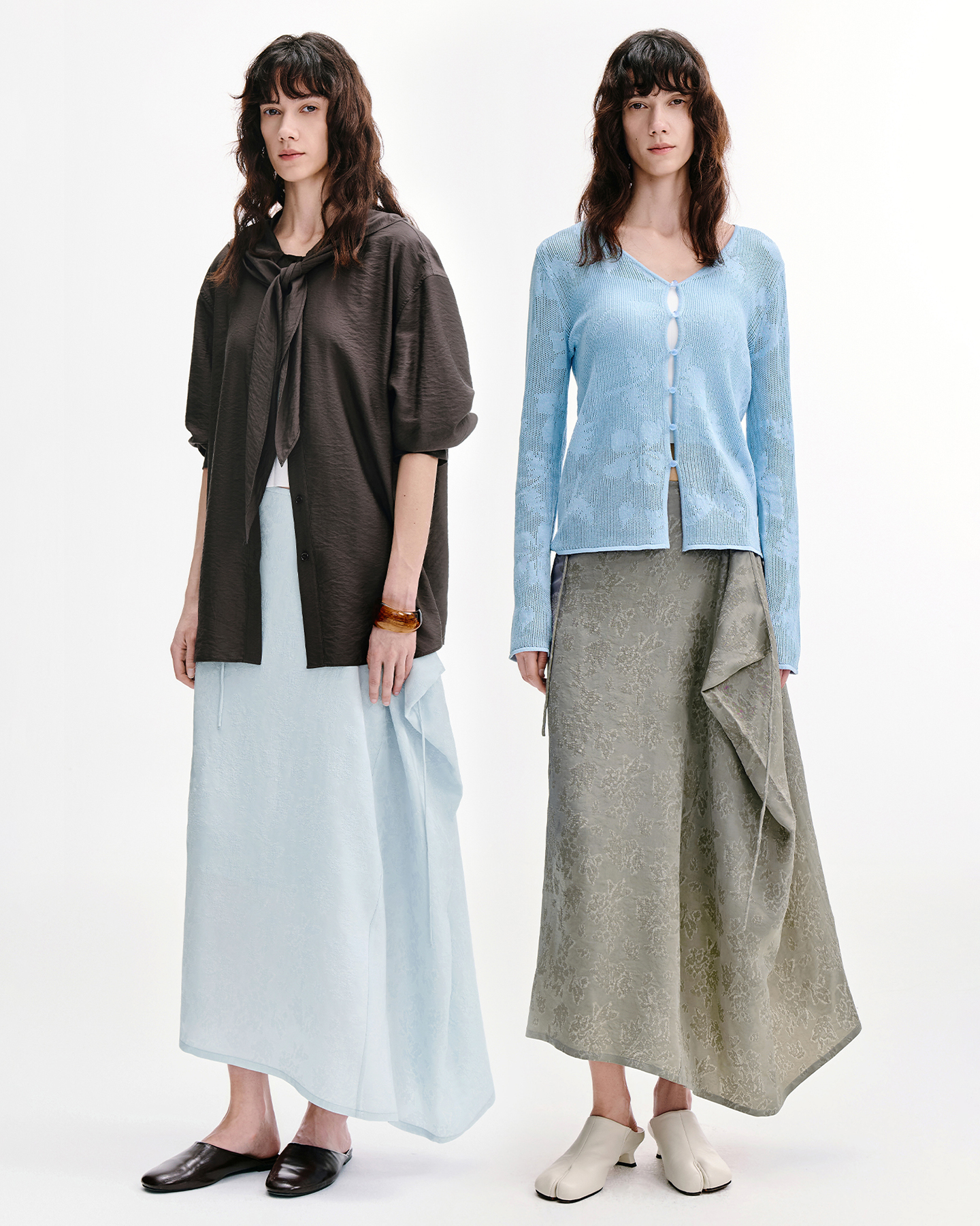 Asymmetric Wrap-Panel Jacquard Skirt