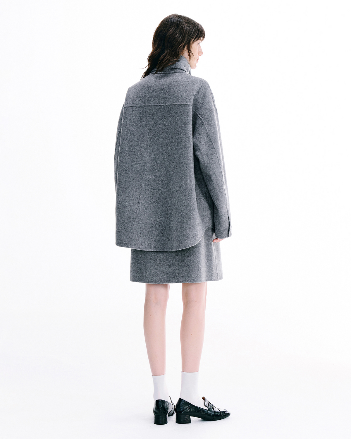 Double-Face Wool A Line Mini Skirt