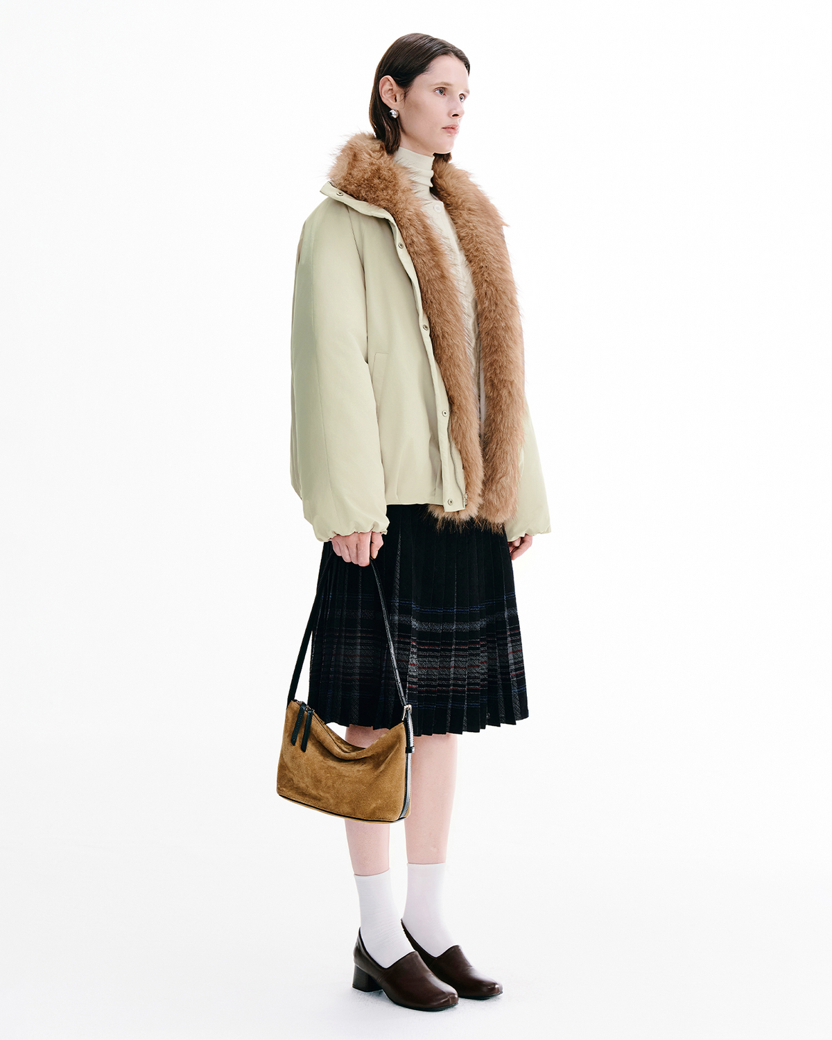 Detachable Fur-Trim Down Jacket – High Neck