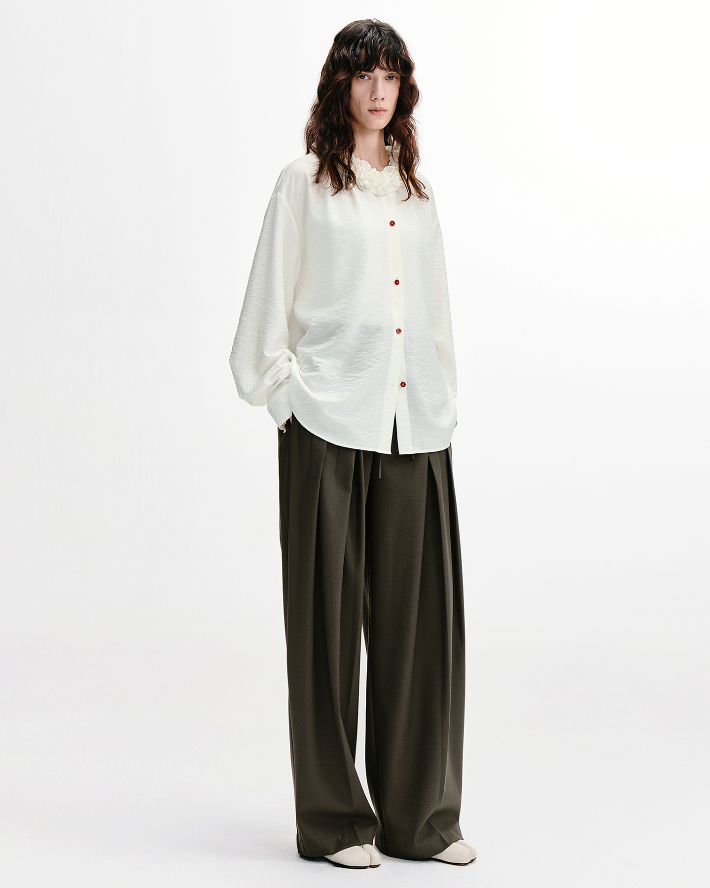 Smocked Mandarin Shirt & Skirt Set – Modal-Blend