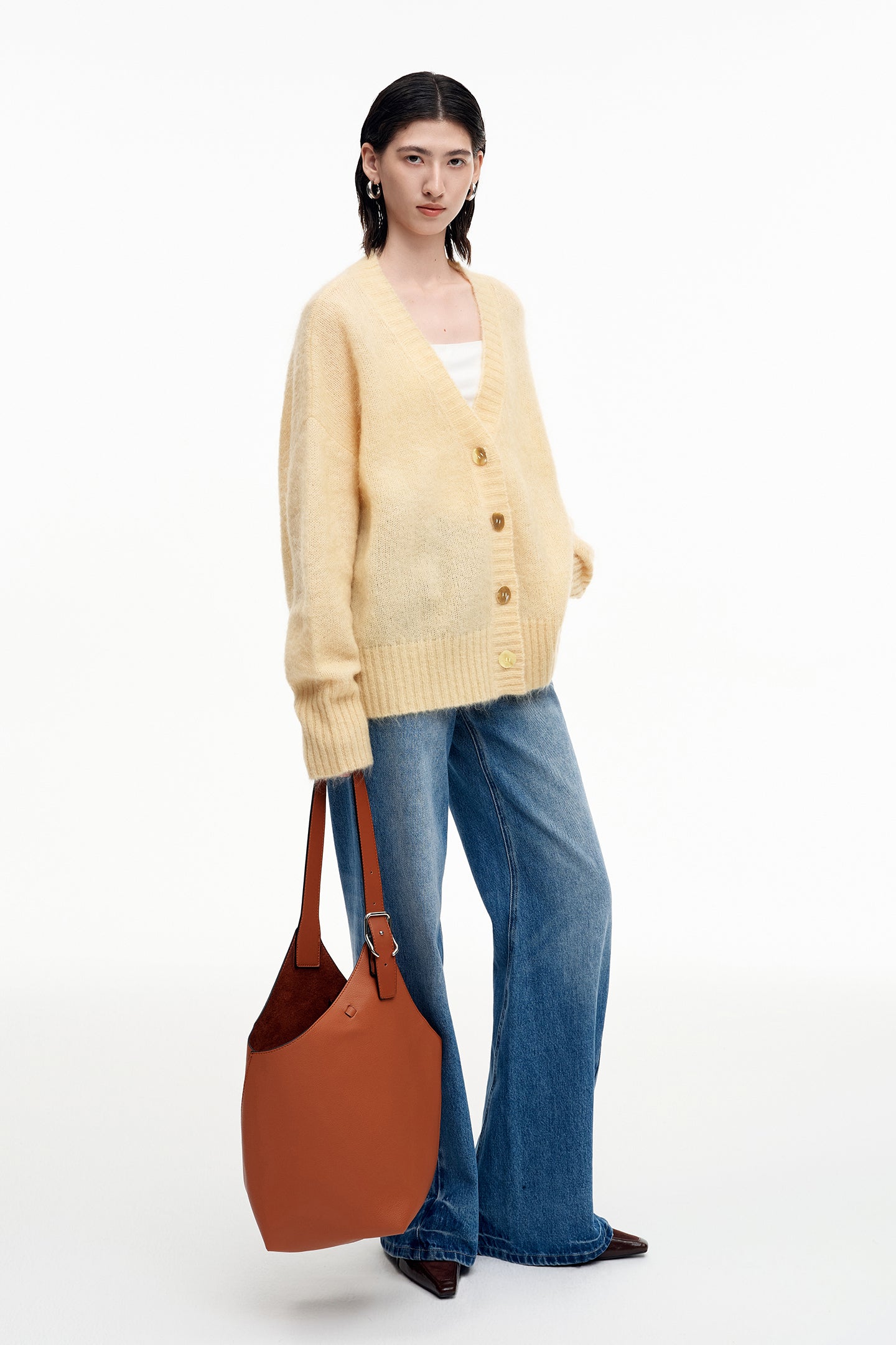 SELFWHO Mohair And Wool Blend V-neck Knitted Cardigan