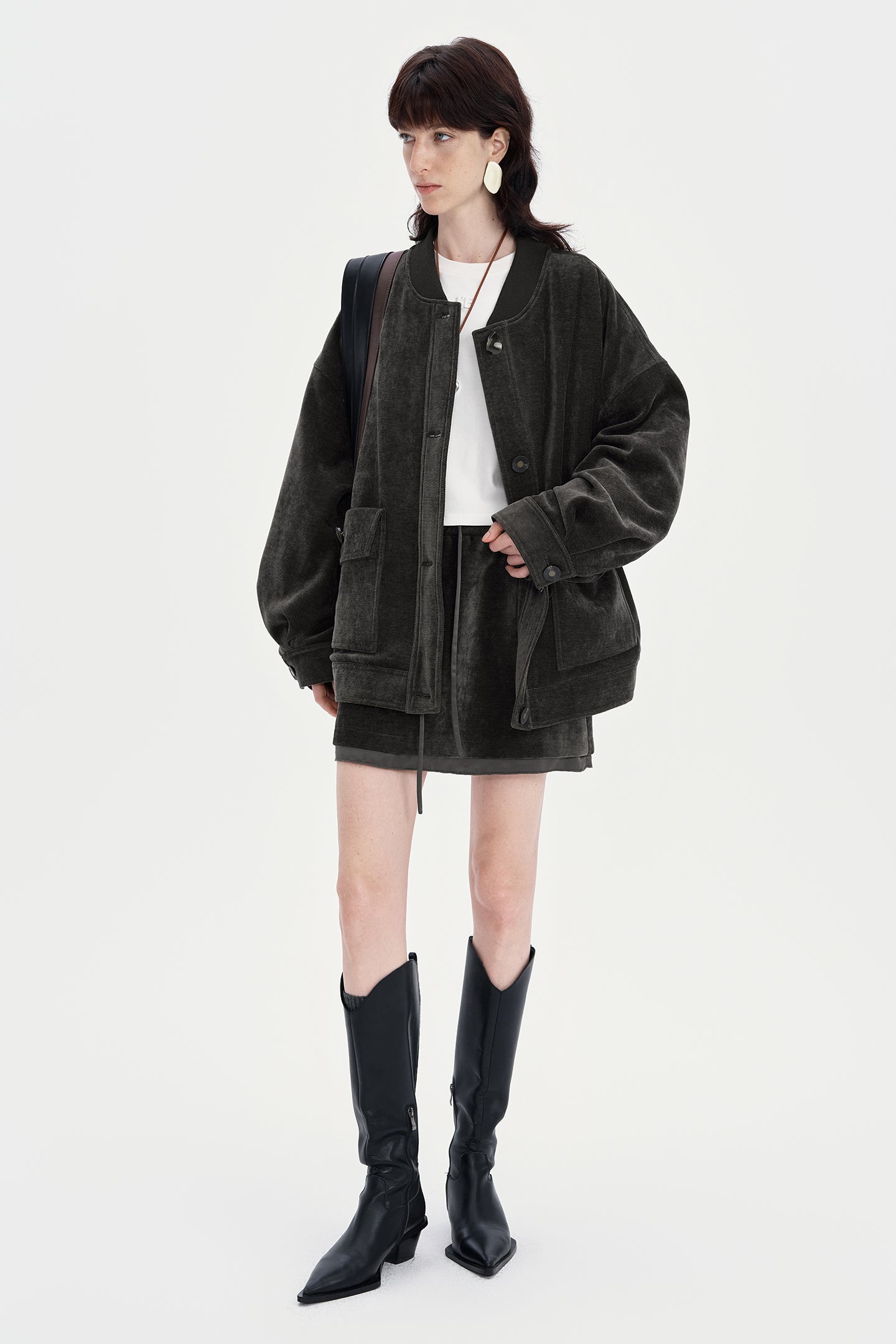 SELFWHO Bahn Style Down-Feel White Duck Down Baseball Down Jacket