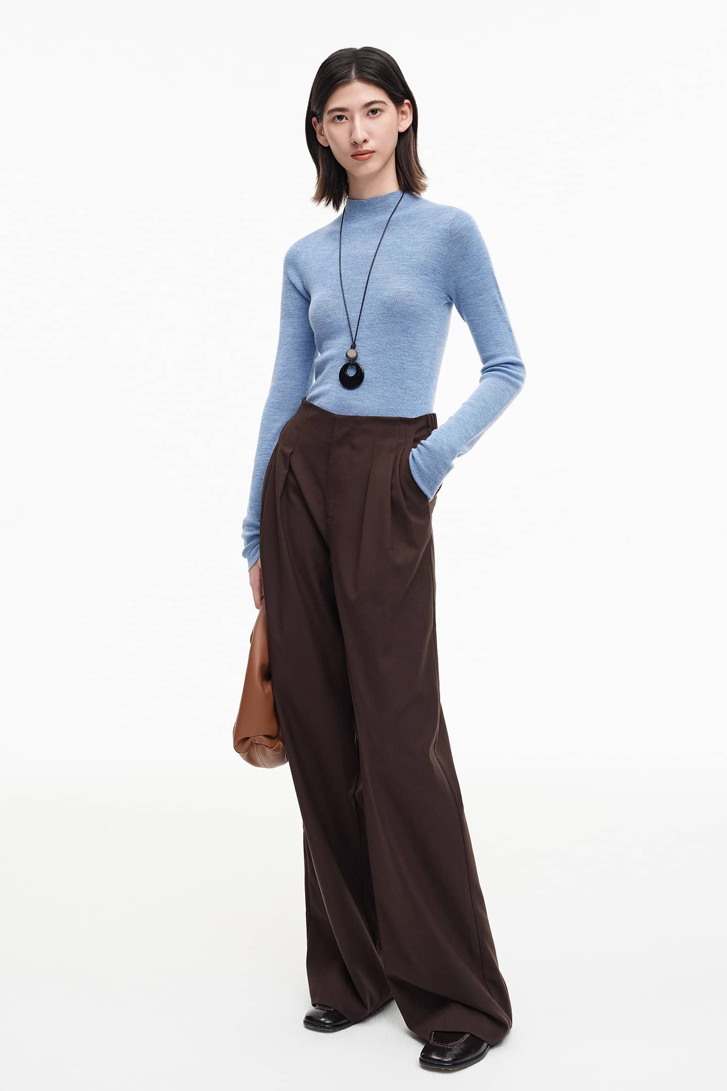 SELFWHO Merino Wool Half Turtleneck Sweater