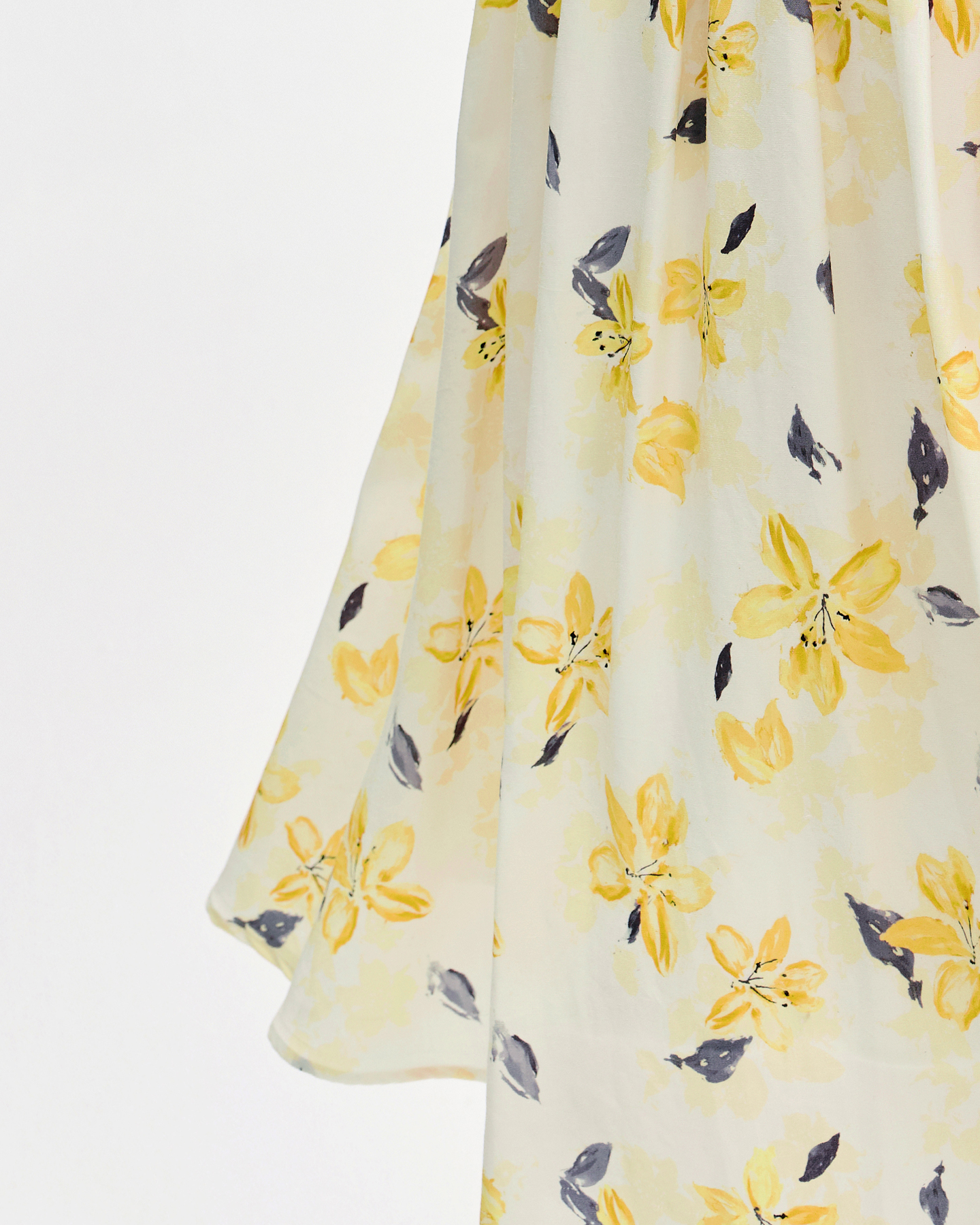 Alstroemeria Print A-Line Midi Skirt – Lyocell-Linen