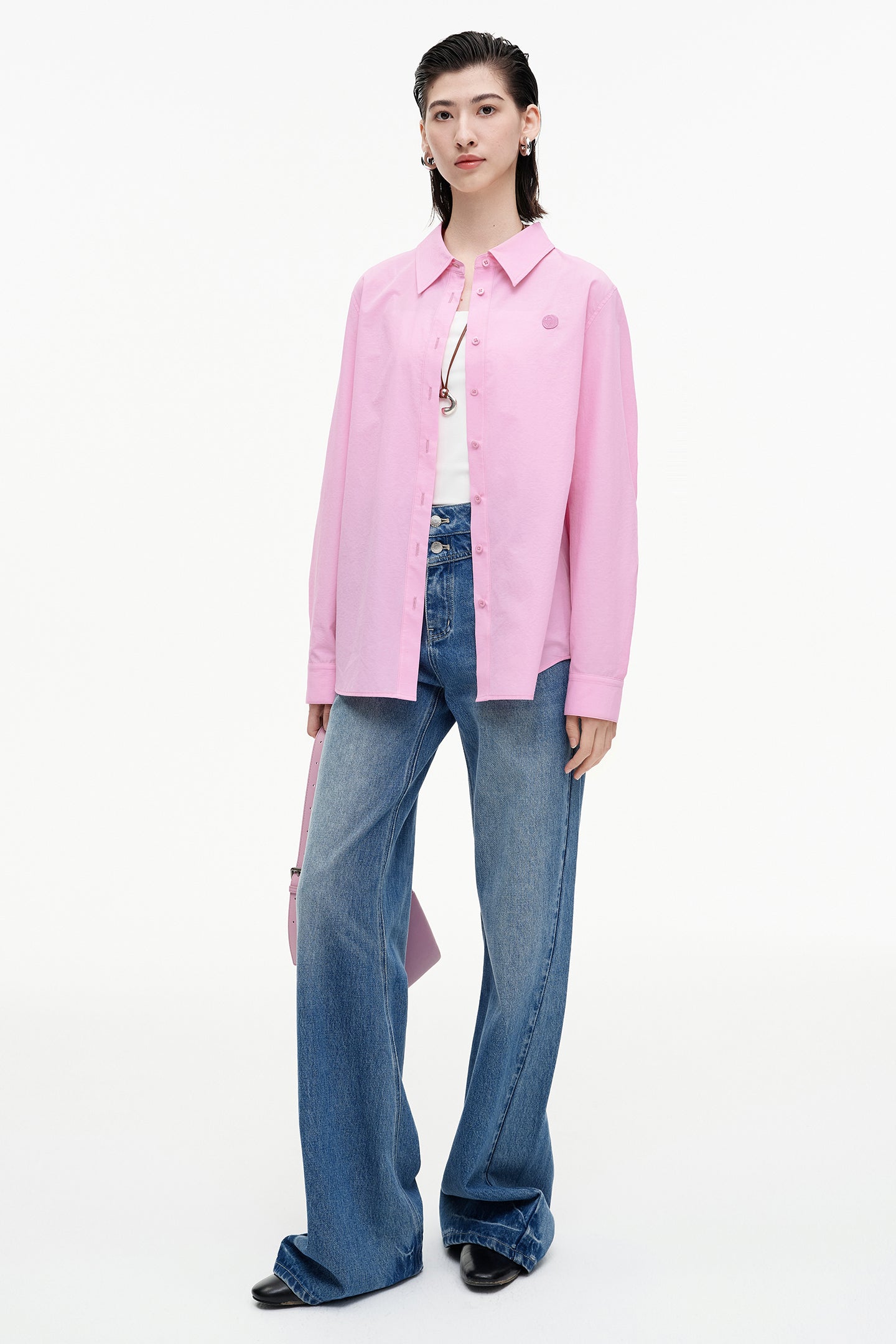 SELFWHO cotton blended commuter style temperament shirt for women