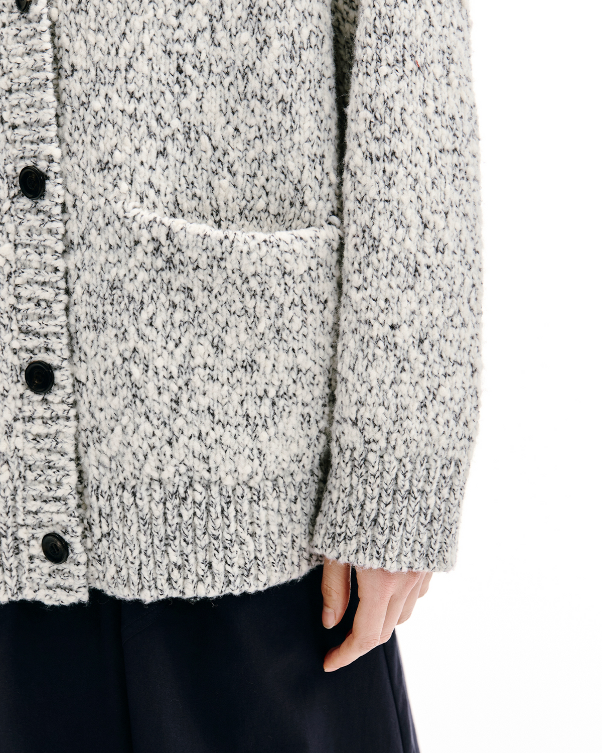Mottled Wool Cardigan – Open Collar
