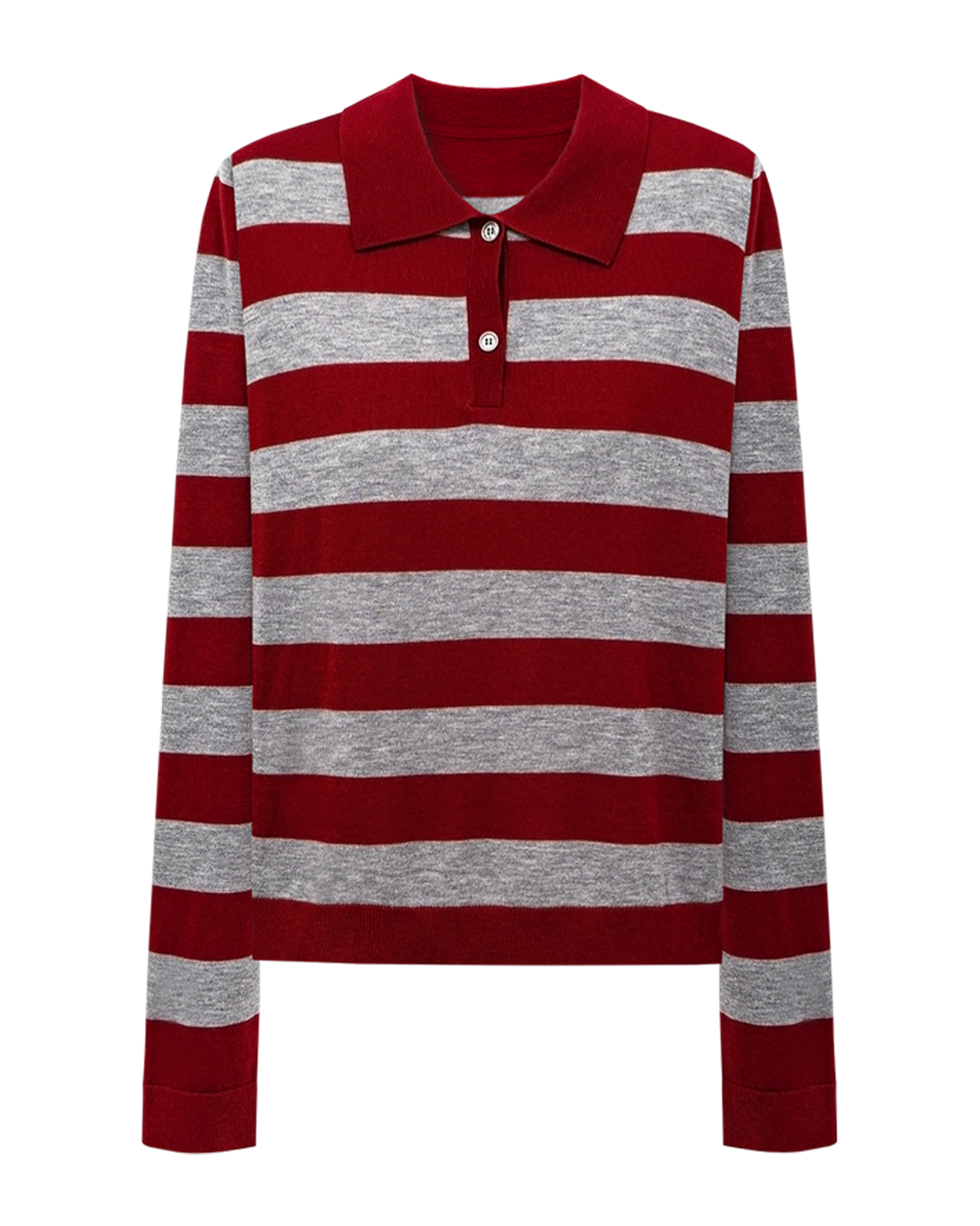 Retro-Stripe Polo Sweater – Wool Blend