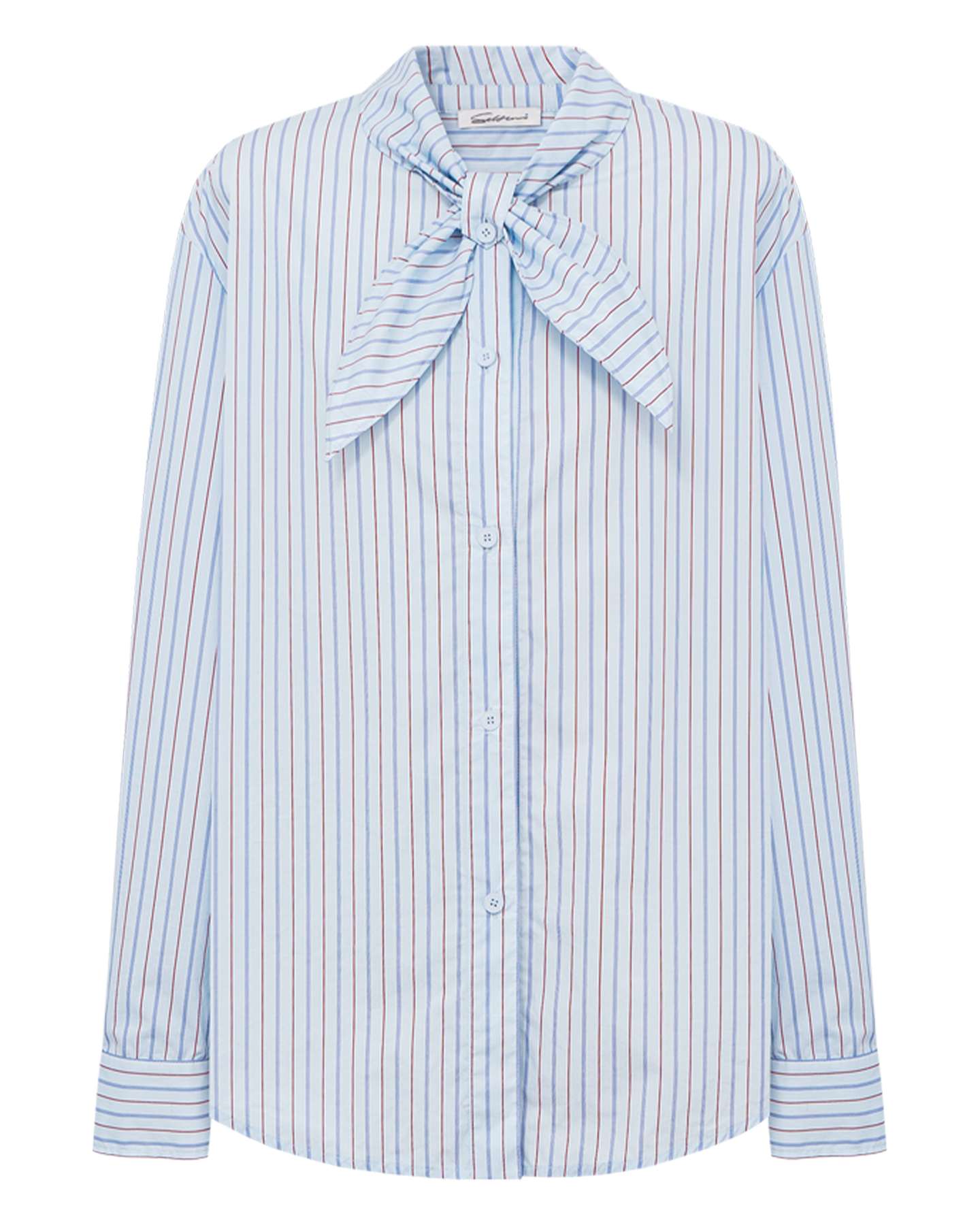 Scarf-Collar Stripe Shirt