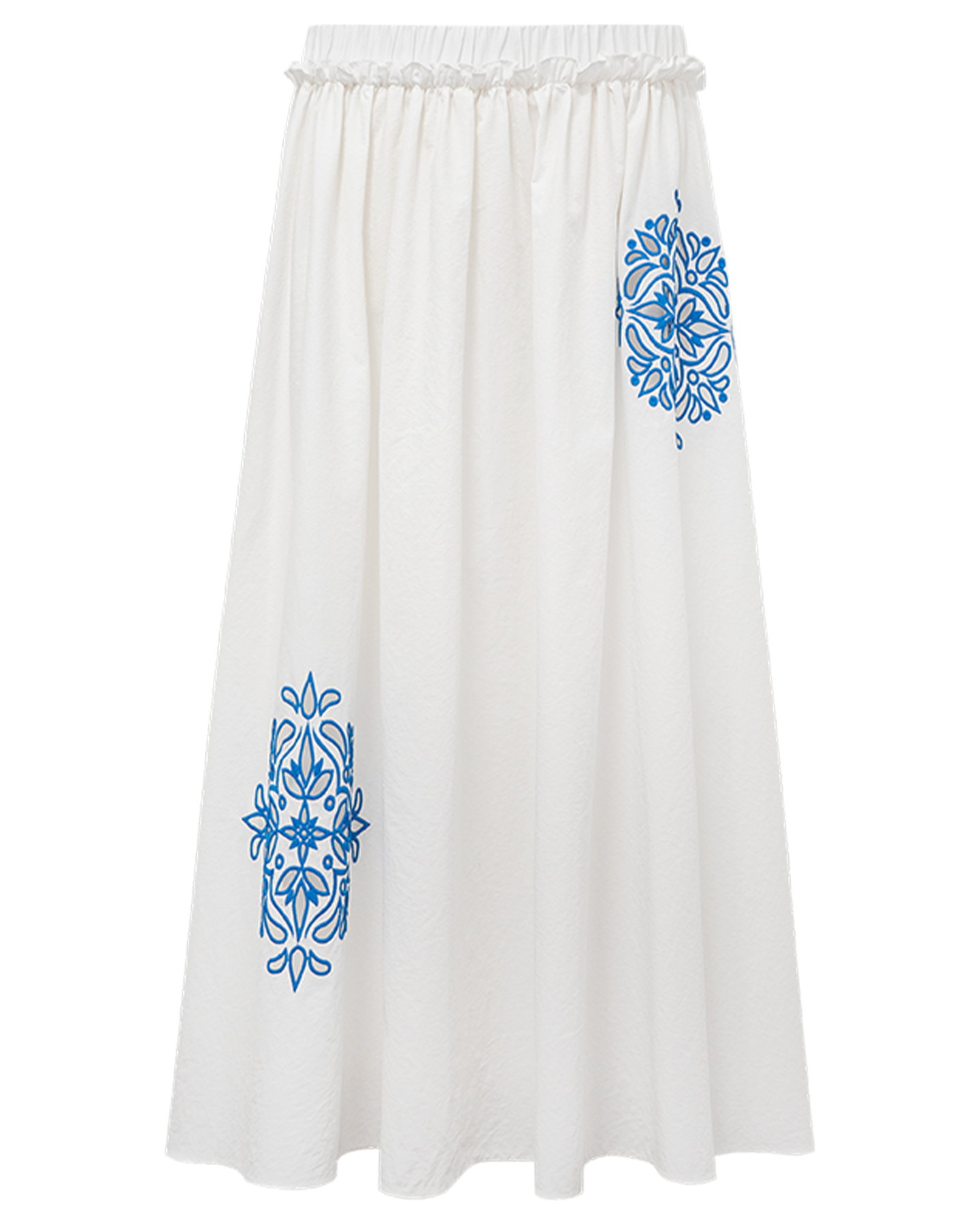 Smocked A-Line Skirt with Lattice Embroidery