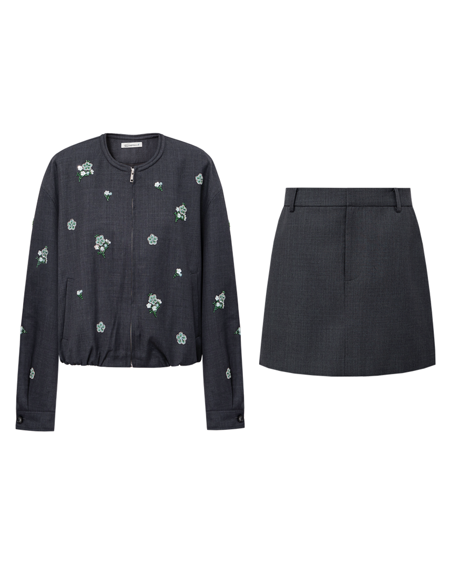 Meconopsis-Beaded Zip Jacket & Skirt Set
