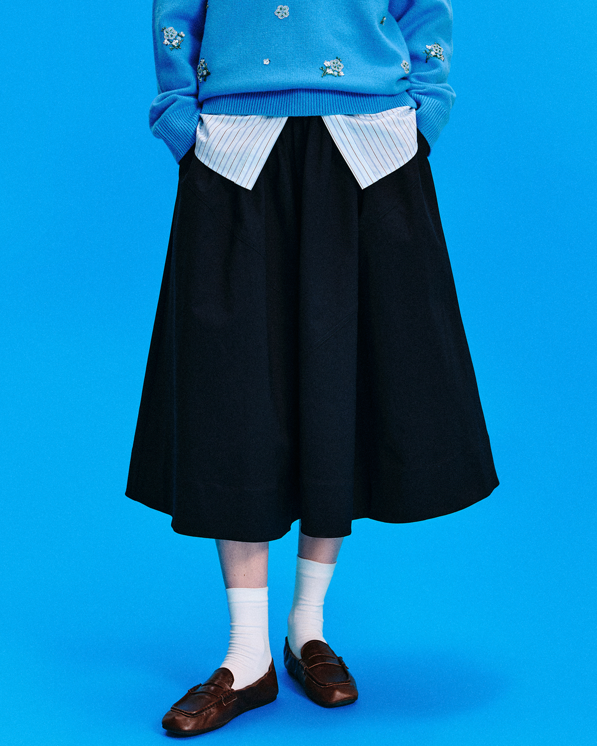Cargo Flared A-Line Silhouette Midi Skirt