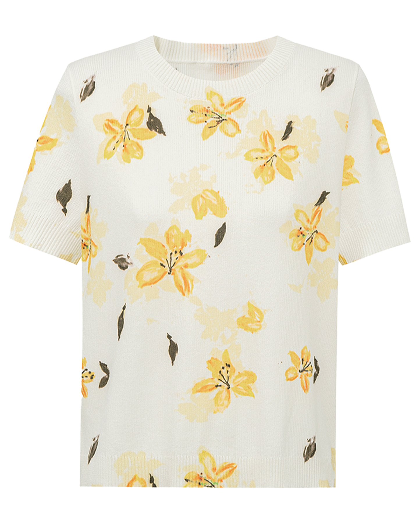 Alstroemeria Print Knit Tee – Linen-Blend
