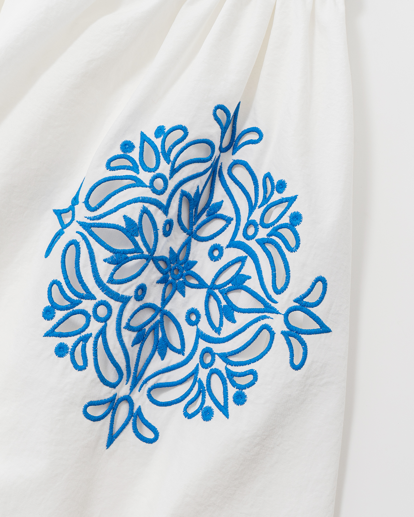 Smocked A-Line Skirt with Lattice Embroidery