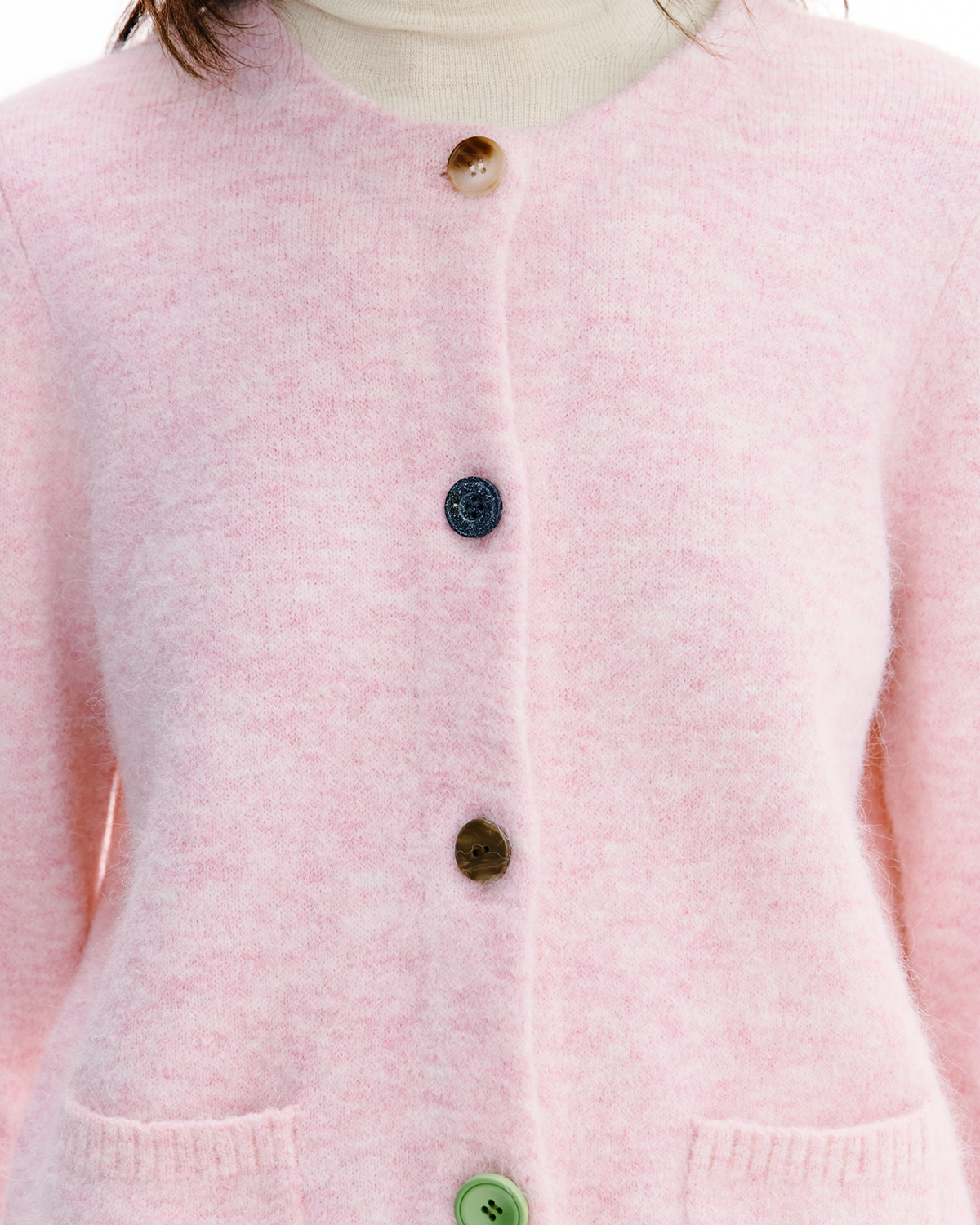 Contrast-Trim Alpaca Cardigan