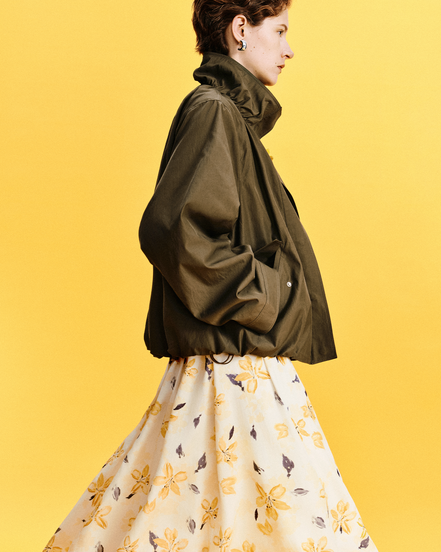 Alstroemeria Print A-Line Midi Skirt – Lyocell-Linen
