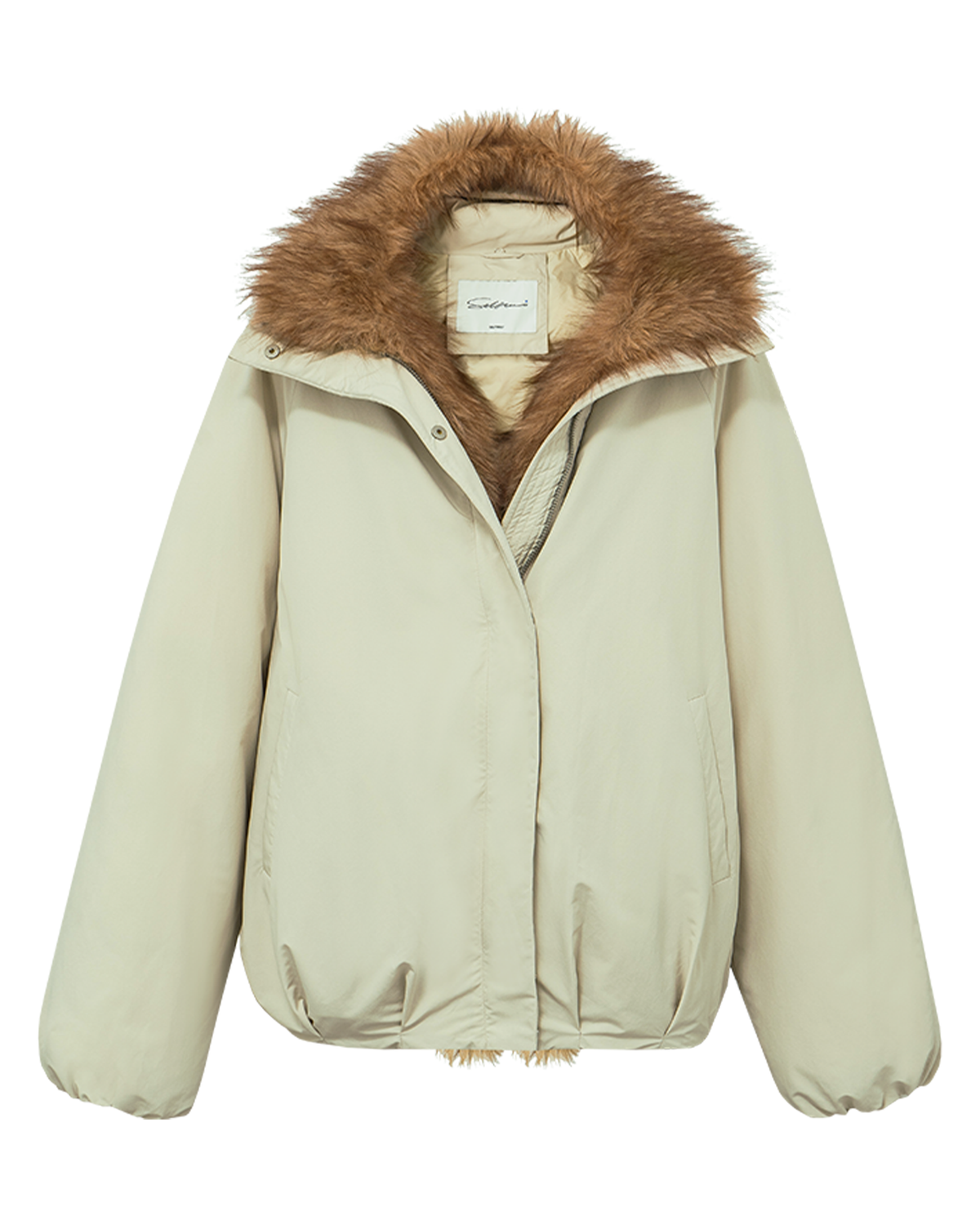 Detachable Fur-Trim Down Jacket – High Neck