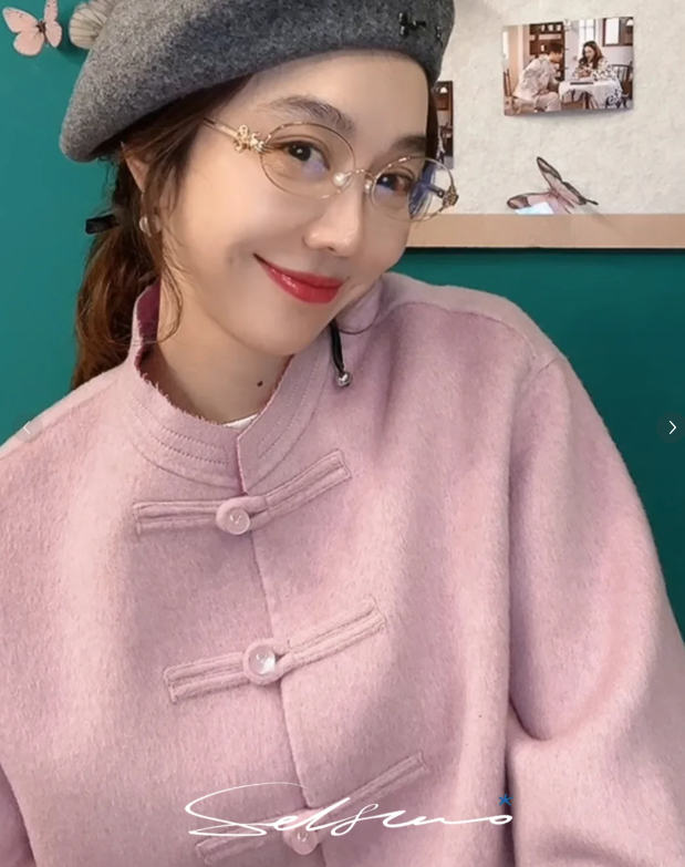 Pink wool Chinese style jacket spring wear