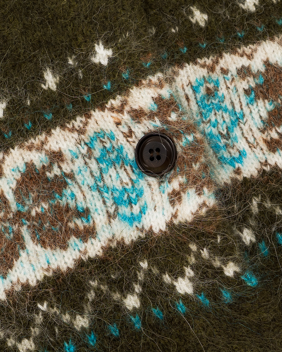 Fair Isle Yoke Wool Cardigan