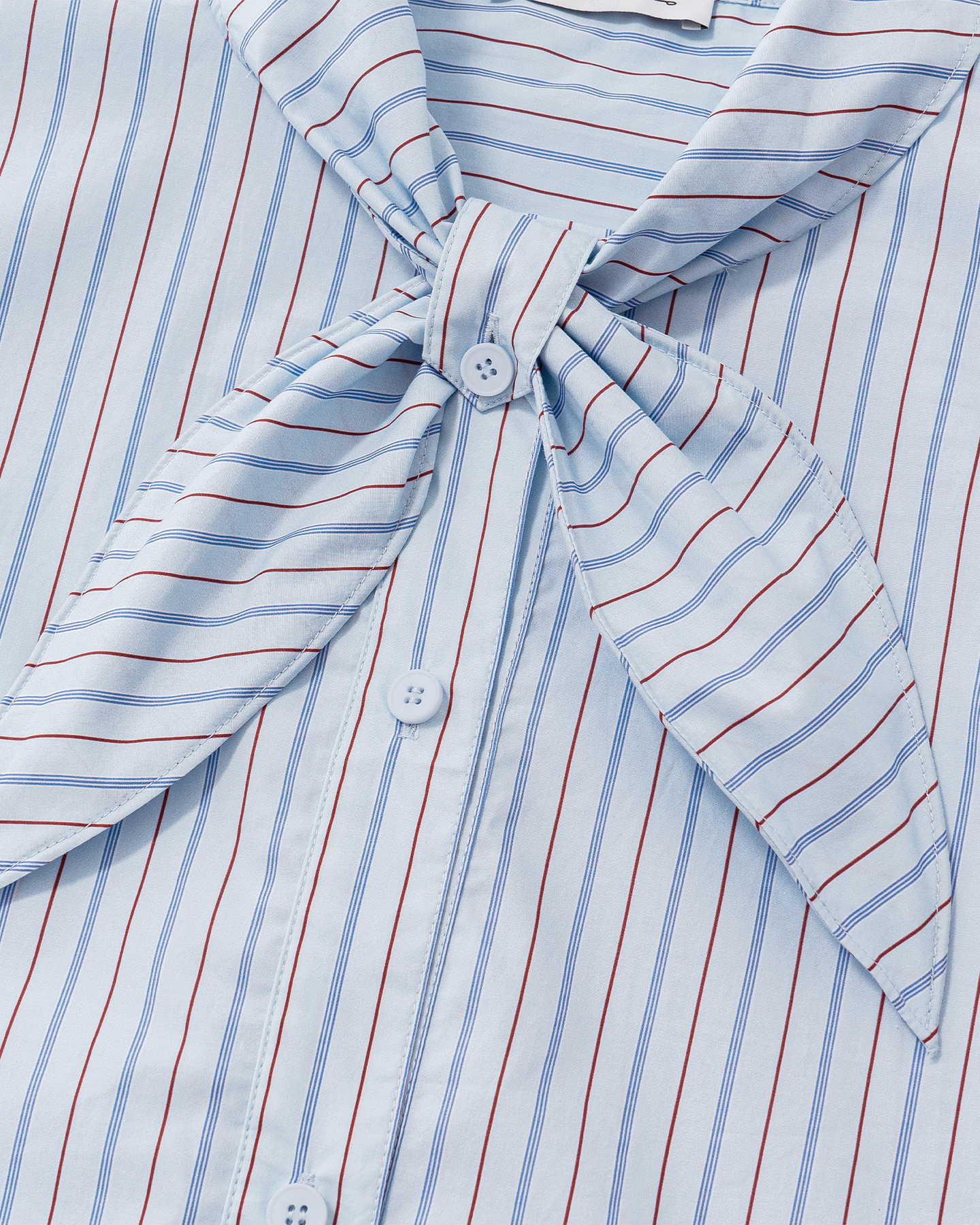 Scarf-Tie Stripe Shirt – Relaxed Cotton