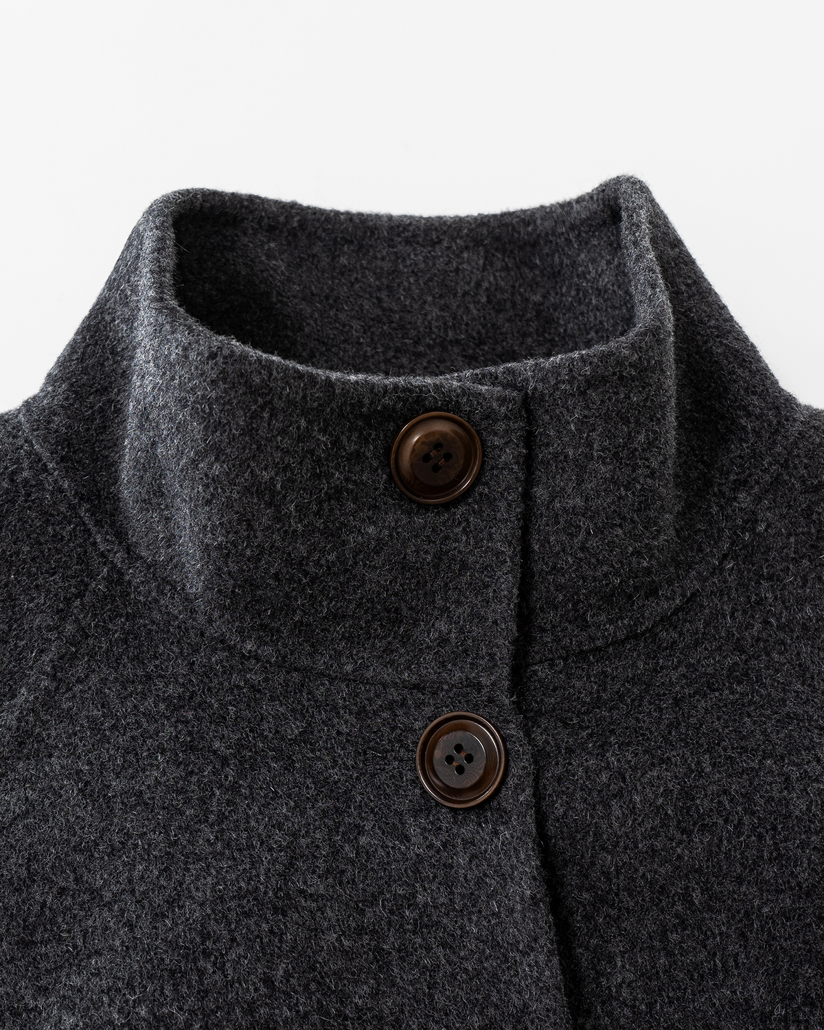 Double-Face Wool Coat with Fair Isle Scarf – Mock Neck