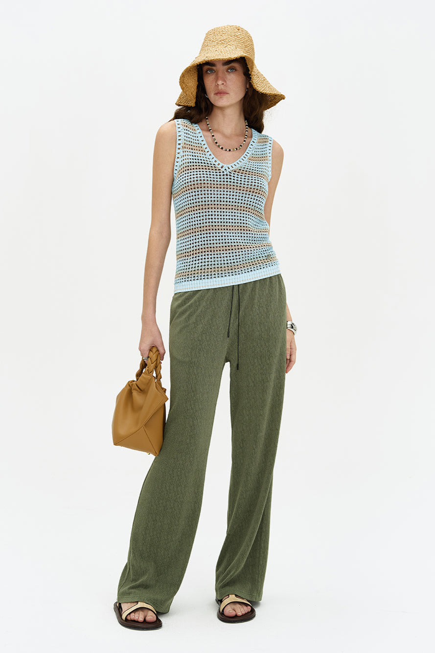 Weaver Striped All-Match Breathable V-Neck Top