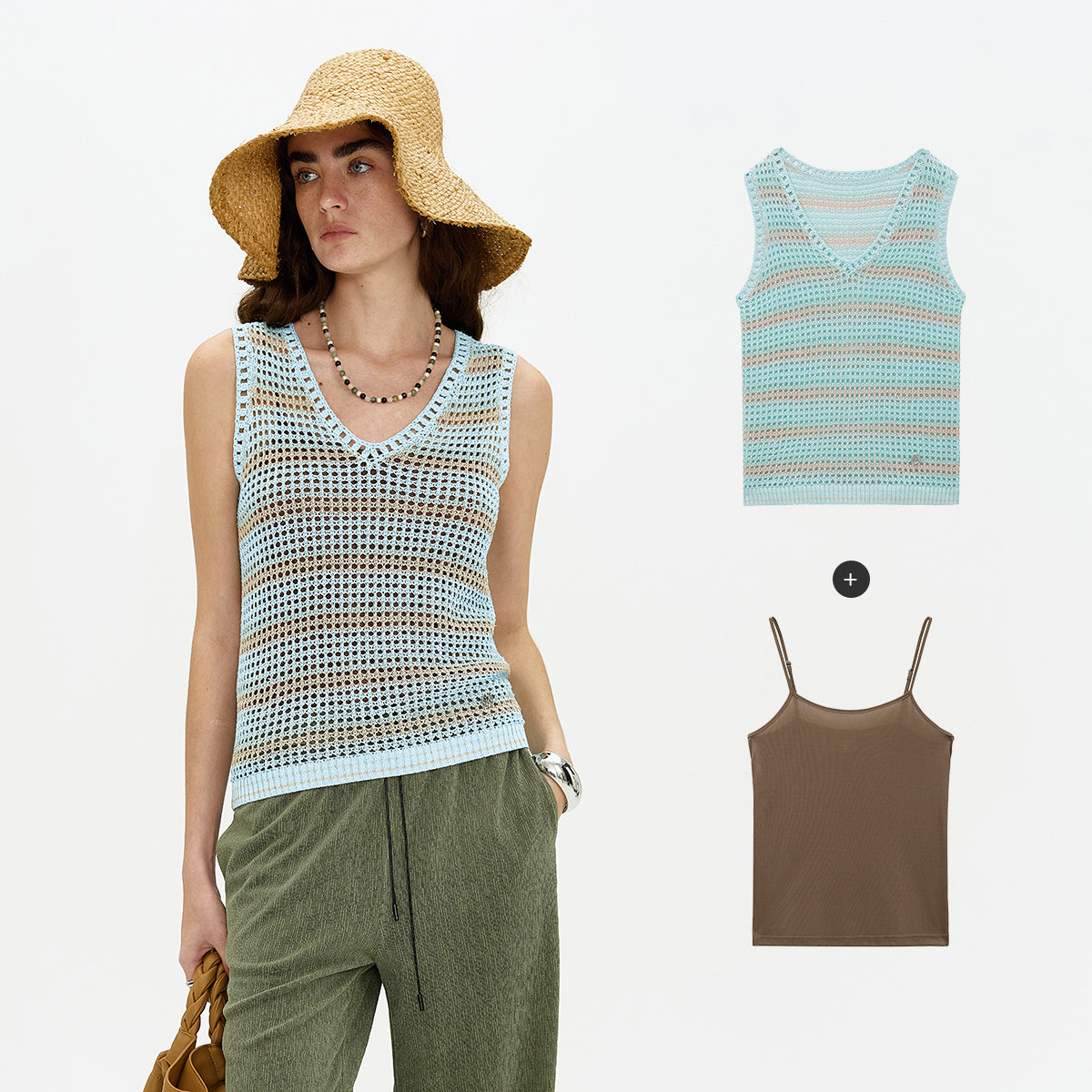 Weaver Striped All-Match Breathable V-Neck Top