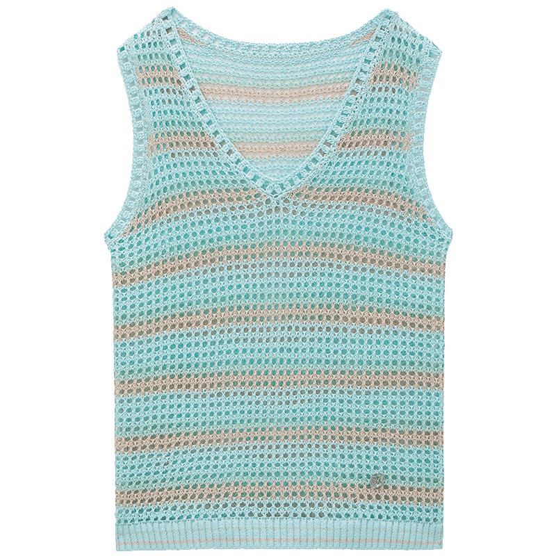 Weaver Striped All-Match Breathable V-Neck Top