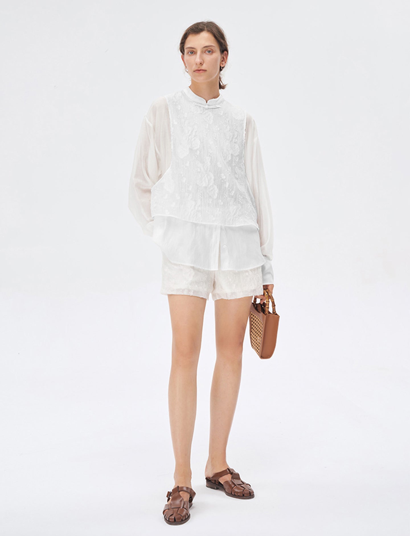 Handmade Light Luxury Two-Piece Top + Shorts