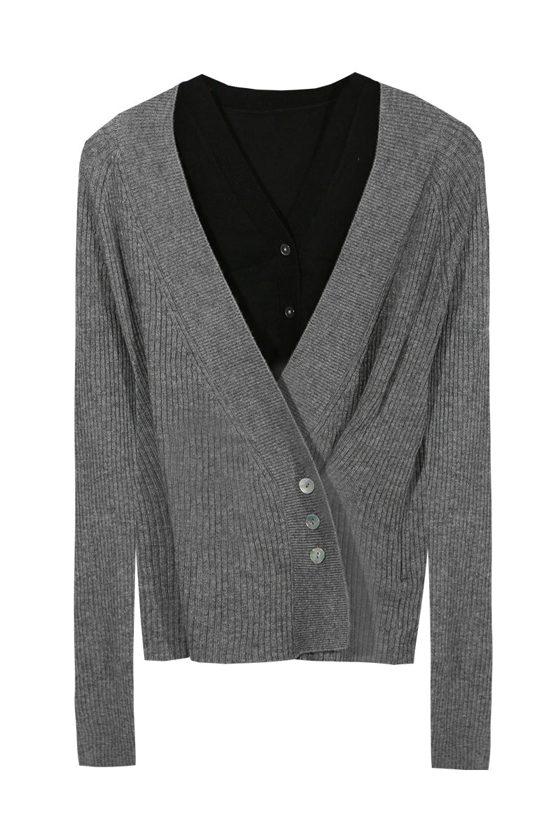 Knitted sweater vest deconstruction style cardigan