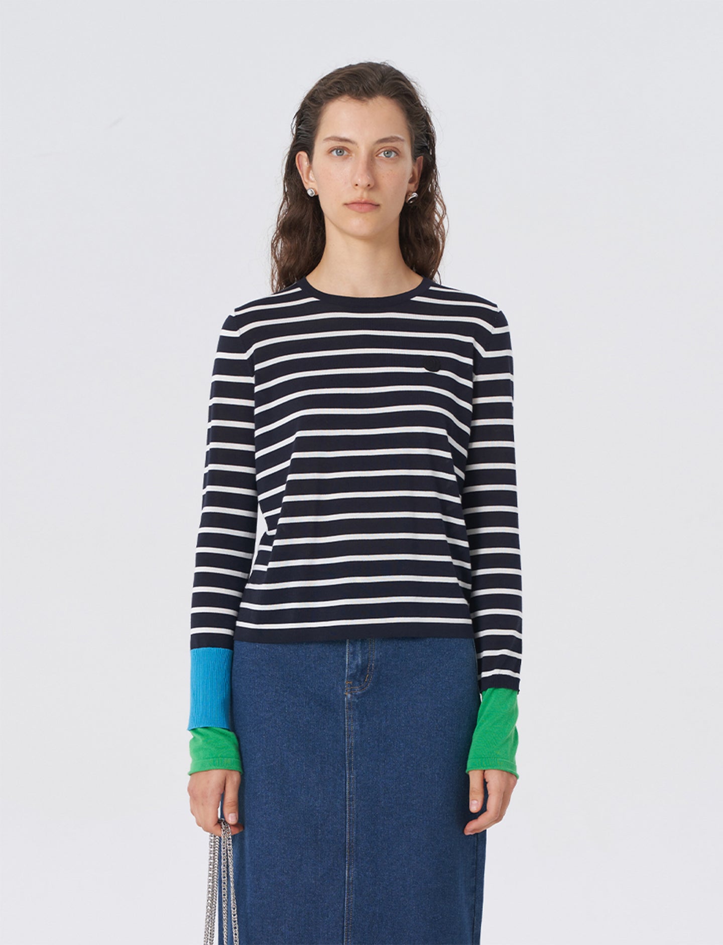 Striped knitted long sleeve top