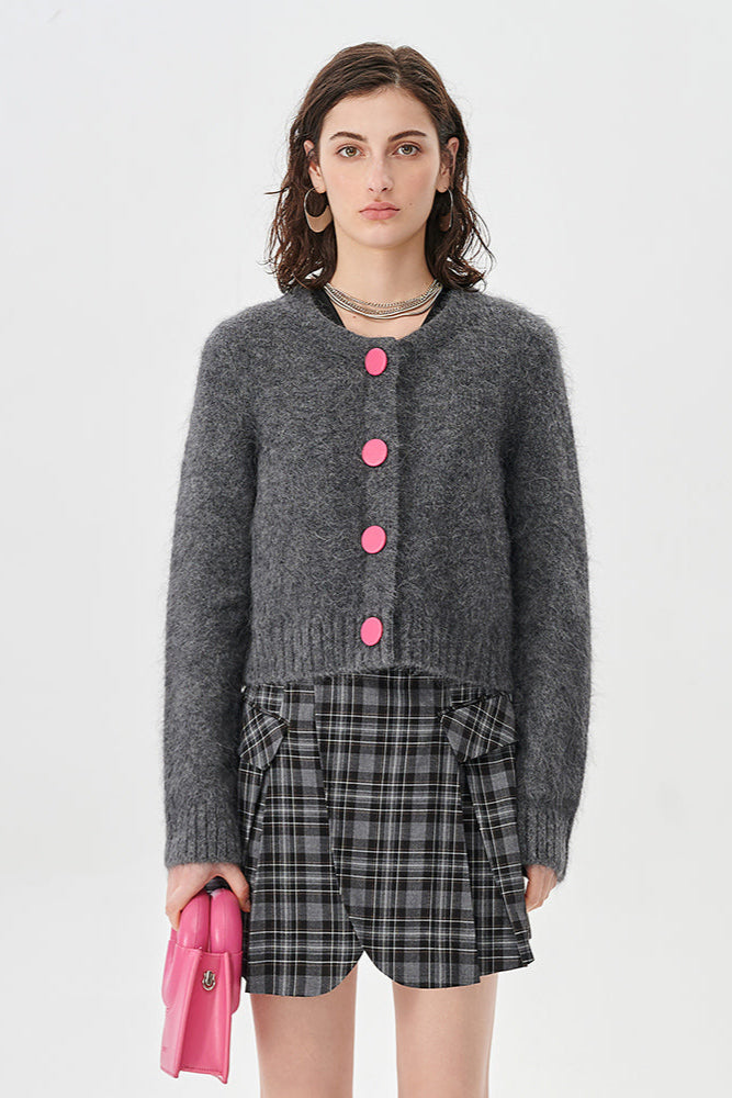 Grey Alpaca Knit Cardigan