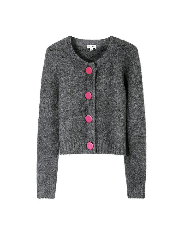 Grey Alpaca Knit Cardigan