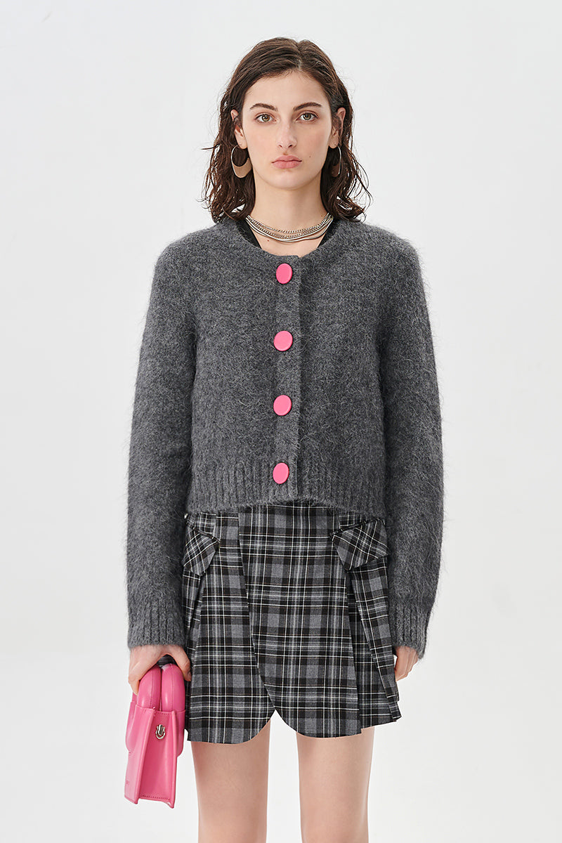 Grey Alpaca Knit Cardigan