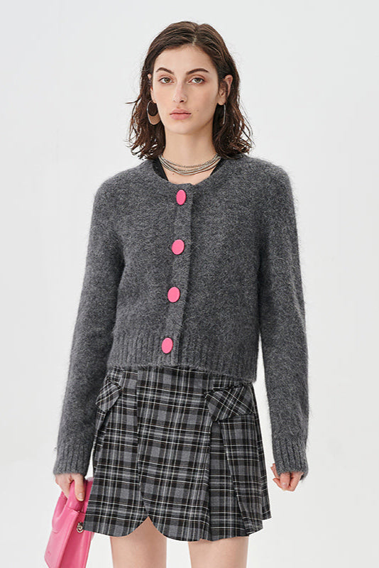 Grey Alpaca Knit Cardigan