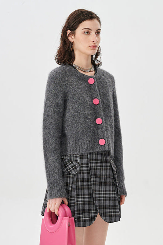 Grey Alpaca Knit Cardigan